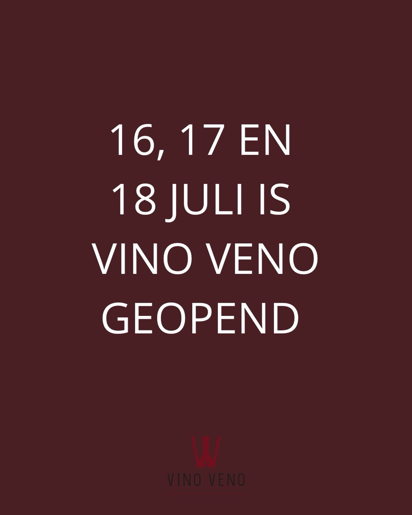 🏁 Sla je slag! Vandaag (donderdag) morgen en overmorgen is Vino Veno geopend volgens reguliere openingstijden. Daarna ben ik gesloten t/m 25 juli.
www.vinoveno.nl
#aangepasteopeningstijden #vinoveno #wijn #vollenhove