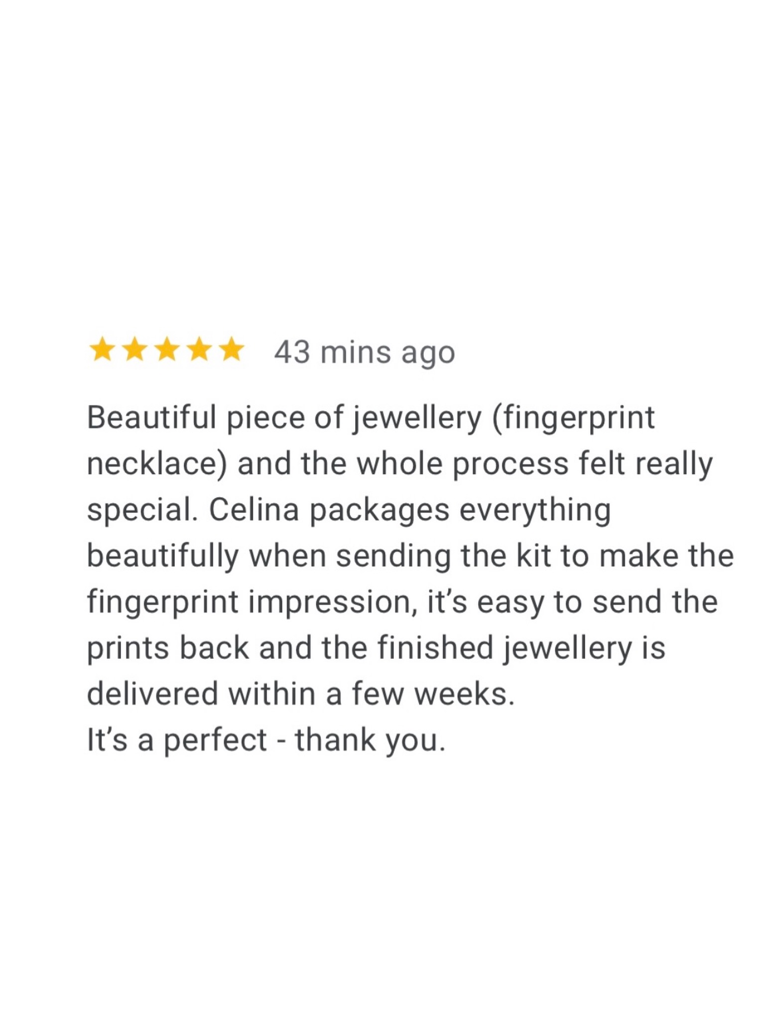 The sweetest review of my fingerprint jewellery 🥰