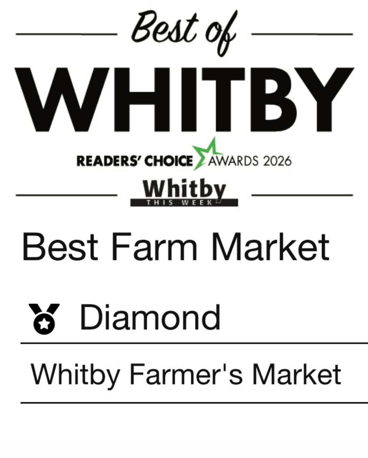 Thank you for voting for us as your favourite Farmers’ Market!! We are truly grateful for your support of our hardworking farmers, makers and bakers 💚
We love seeing you every Wednesday in Whitby
and every Saturday in Brooklin. 💎
📍
405 Dundas Street W in Celebration Square
outside of the Whitby Public Library
every Wednesday 9am to 3pm rain or shine
AND
3 Vipond Road in municipal parking lot 9
across from the Brooklin Community Centre and Library
every Saturday 9am to 2pm rain or shine
💚
outdoor market | best farmers market | whitby | ontario |
whitby farmers market | brooklin | diamond | local |
best of whitby | durham region | thank you |