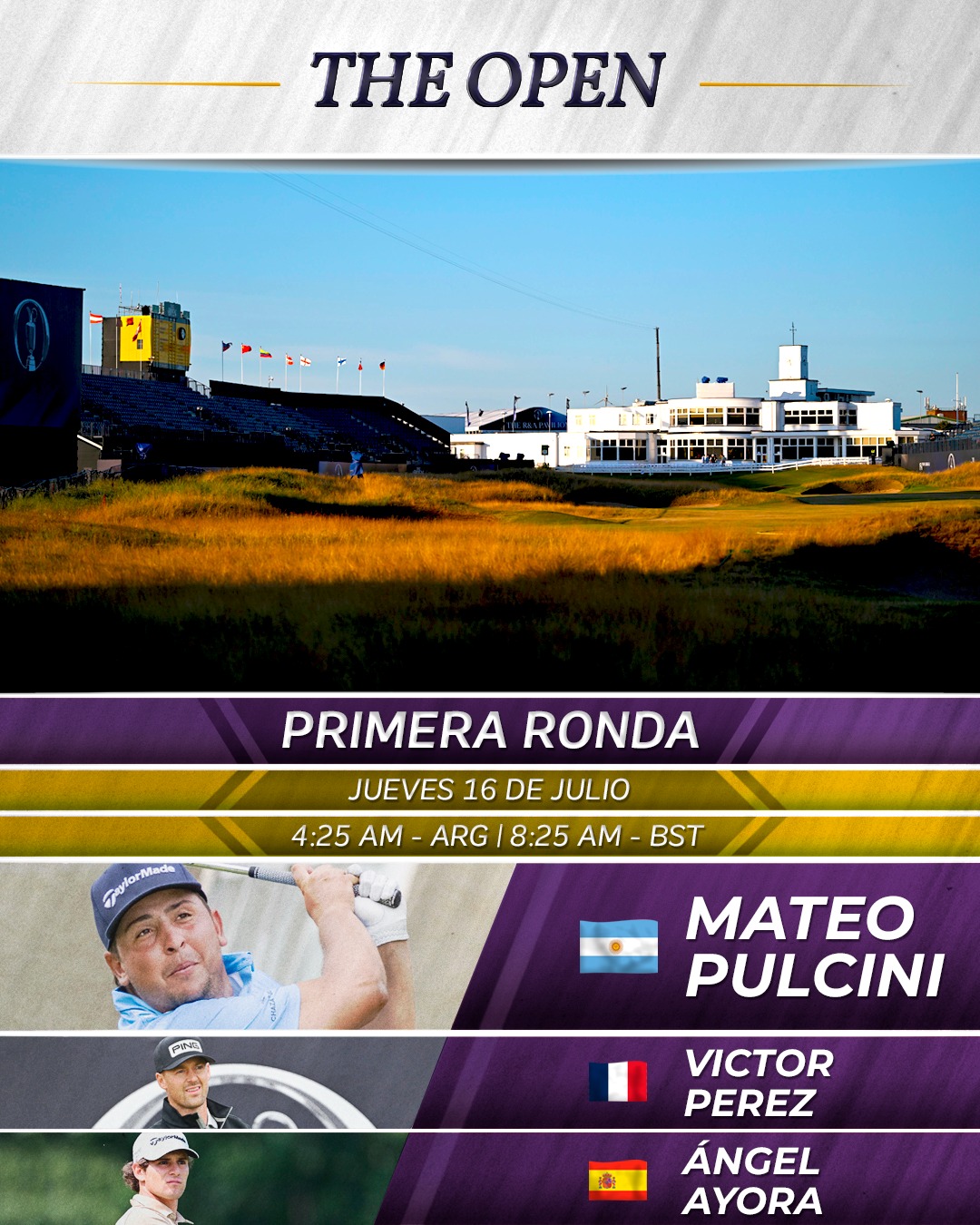 Llegó el momento. 🔥
Comienza The 154th Open en Royal Birkdale. ⛳
⏰ Estos son los tee times de nuestros representantes con historia en el LAAC:
🔹Mateo Pulcini 🇦🇷 (campeón del LAAC 2026)
🔹Joaquín Niemann 🇨🇱 (campeón del LAAC 2018)
🔹Nicolás Echavarría 🇨🇴 (T8 en el LAAC 2017)
#TheOpen
•
@theopen @therandagolf @laac_golf