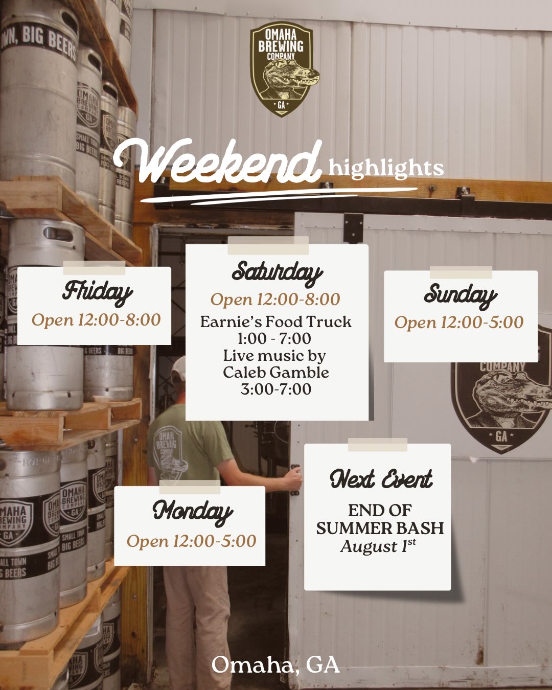 Beat the heat this weekend with a COLD BEER!🥵🍻
Open Friday-Monday at NOON with live music featuring @caleb_gamble_ on Saturday, performing from 3:00-7:00 & @earnies_ serving food from 1:00-7:00 🎶🍔