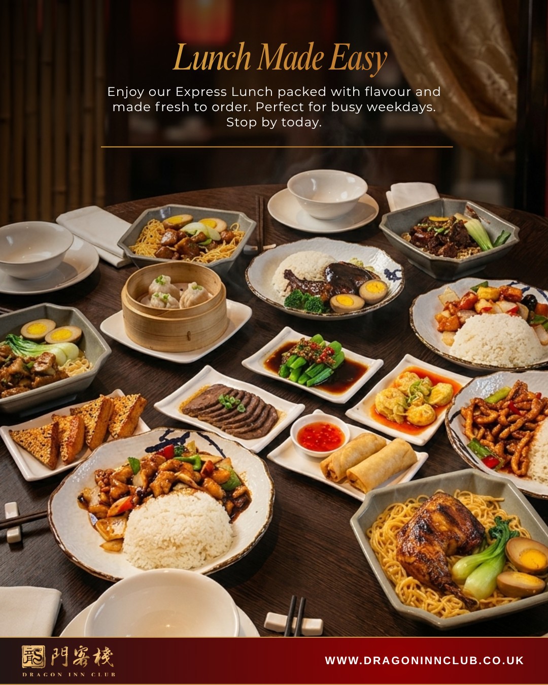 Short on time but craving something delicious? Our Express Lunch delivers authentic flavours without the wait. Freshly prepared and satisfying every time. Visit Dragon Inn for your next lunch break.
#Dragoninclub #Sichuan #Sichuanhotpot #dimsum #london #pimilco #londonvictoria #buckinghampalace #chelsea #theatres