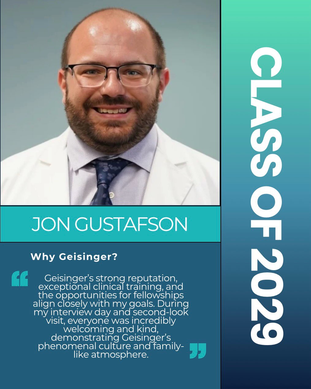 Say 👋 to our class of 2029. Next up, Dr. Jon Gustafson!