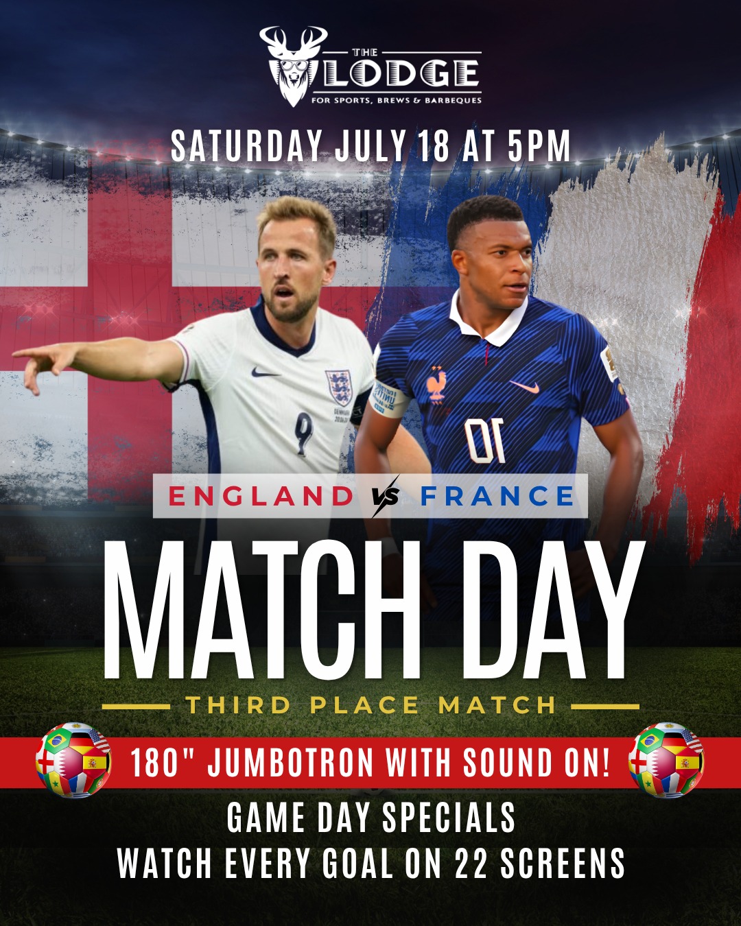 The FIFA action continues โฝ๏ธ๐ฅ Catch the Third Place Game LIVE at The Lodge on the biggest TV in Southwest Florida! Plus, enjoy game day specials while you watch! ๐ป
#thelodge #downtownfortmyers #fifaworldcup #soccer #fortmyerssportsbar