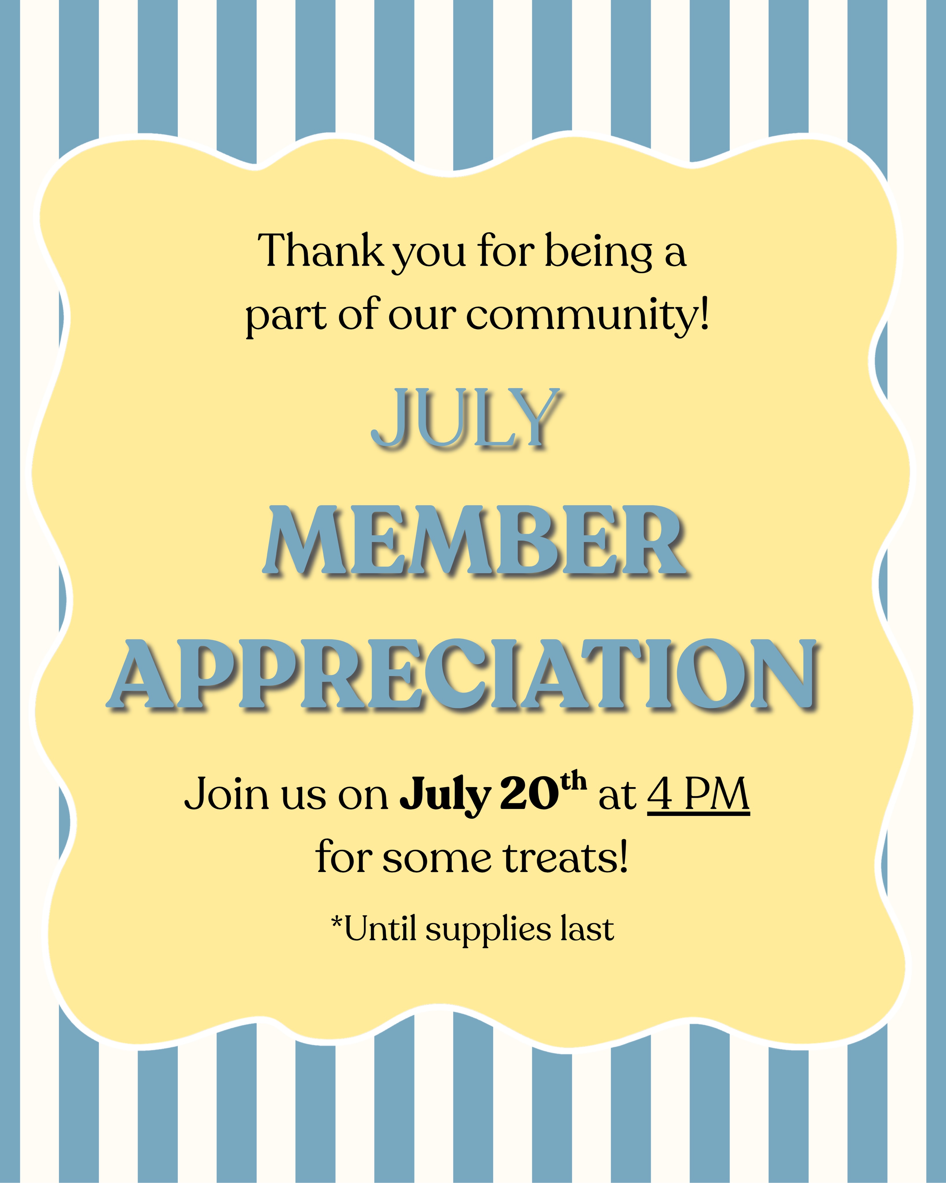 Itās that time of the month again! Member appreciation day š
Join us this Monday on July 20th for some treats! Starts at 4 PM until supplies last.
ā¢
ā¢
ā¢
#member #appreciation #memberappreciation #santacruz #scottsvalley