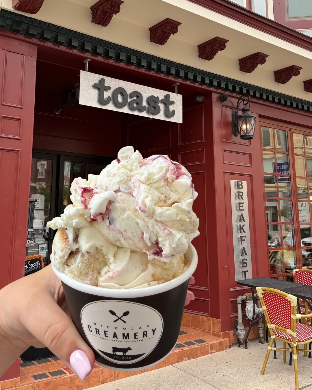 In case you scrolled past it the first time... Our TOAST x Nicholas Creamery Stuffed French Toast Ice Cream is available NOW at every Nicholas Creamery location! 🍓🍨🫐
It’s cozy. It’s creamy. It’s ridiculously good. But just like breakfast… it’ll be gone before you know it. 🥄
Grab your scoops in Wall, North Brunswick, Middletown, Tinton Falls, Fair Haven, Atlantic Highlands, and Long Branch.
#nicholascreamery #stuffedfrenchtoast #smallbatchicecream
