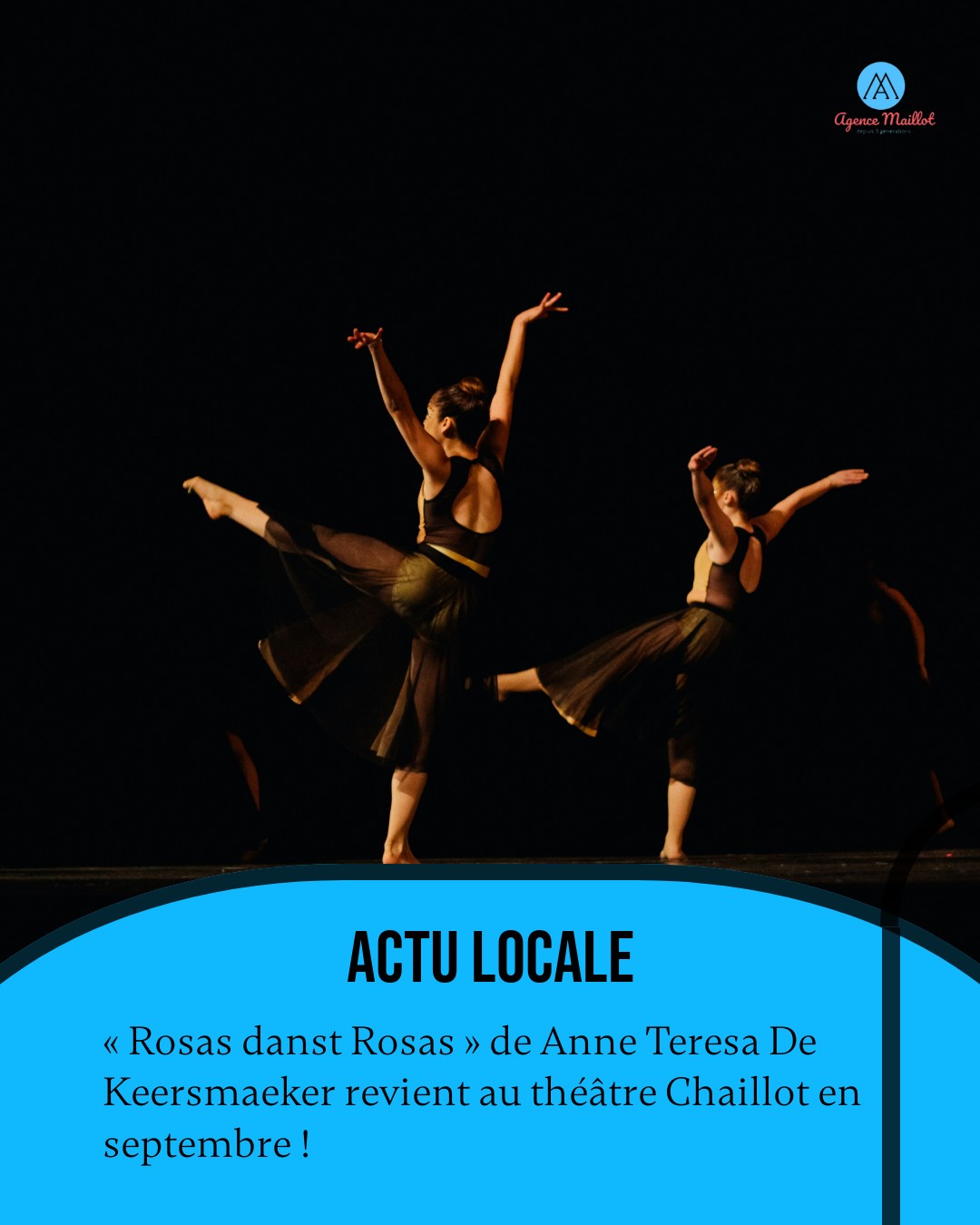 Chaillot remet la danse au centre du paysage avec "Rosas danst Rosas" de Anne Teresa De Keersmaeker, du 10 au 17 septembre 2026. Pour le 16e, c’est un rendez-vous fort : une œuvre majeure de la danse contemporaine, dans un lieu qui reste l’un des grands repères culturels du secteur. 💃
Ce qui fait la force de ce spectacle, c’est son pouvoir de traverser les années sans perdre son intensité. Si vous aimez les propositions artistiques qui marquent vraiment, c’est le genre de date qu’on réserve tôt, autant pour la pièce elle-même que pour l’expérience Chaillot au Trocadéro. 🎭
Les représentations ont lieu en semaine de 19:30 à 21:05, avec une séance le samedi de 17:00 à 18:35. Une belle façon d’ouvrir la rentrée culturelle chez nous. 😉
#Paris16 #Chaillot #Danse #CultureParis
#agencemaillot