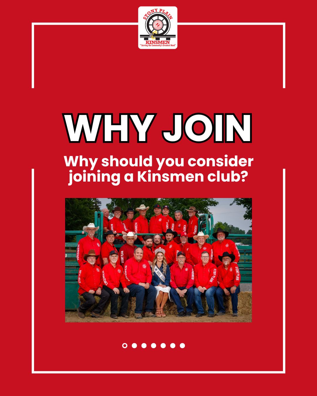 Are you looking to make a real difference in your community while growing personally and making lifelong friends? The Kinsmen Club of Stony Plain is looking for passionate individuals like you!
Ready to Join? Fill out the contact form on our website at www.stonyplainkinsmen.ca/contact and inquire!
And if you see a Kin member in their red shirt around town, don't hesitate to ask them about membership. They'd love to tell you all about it!