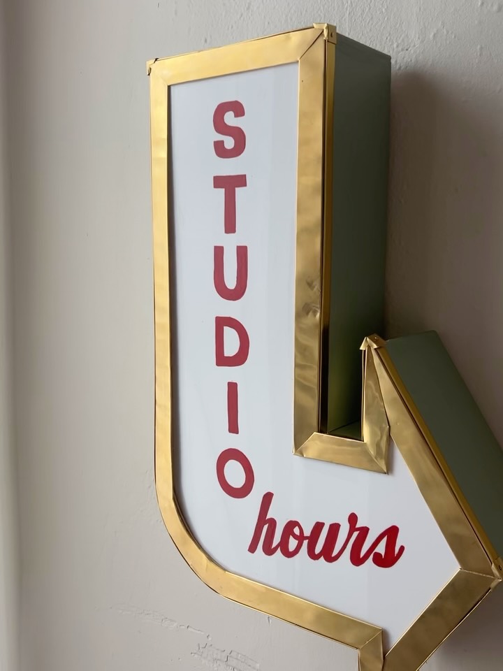 GOOD at making stuff. BAD at content. ❣️
A fun little STUDIO HOURS sign I made just for me.
It's so easy to keep a running tab of ideas, but even easier to back burner ones created just for fun.
Here's a carousel of the process, as seen on stories. I love a fun art build to problem solve through.