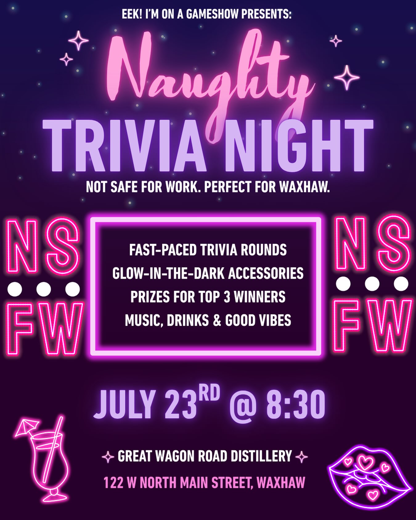 Let’s GO! Bring your friends or partners and join us for a night of naughty, competitive fun! 💋💕