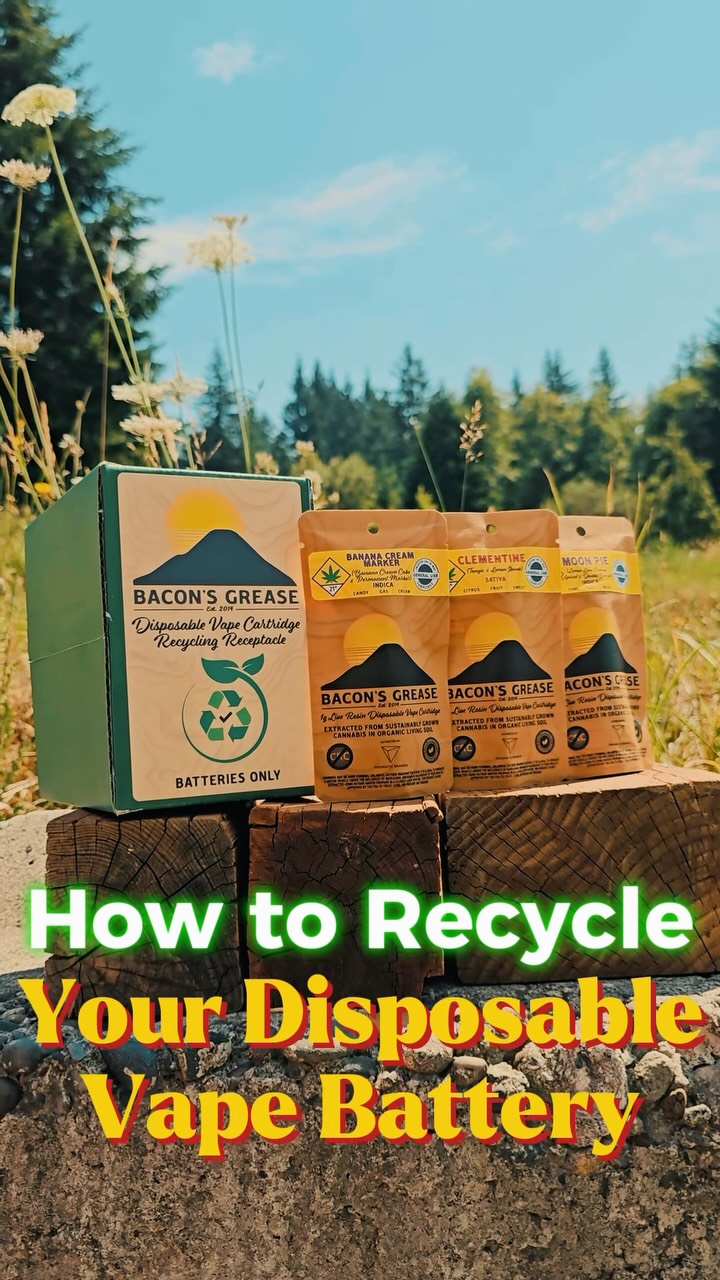 Nature gave us the good stuff. The least we can do is give a little back. Our disposable vape batteries are recyclable. Here’s how to make sure they end up in the right place. 🌿♻️ Every small choice adds up. Find the battery return box at your Dispensary. Informational and educational purposes only. Mature audiences, 21+. #baconsbuds #organiclivingsoil #sustainablygrown #recycle #batteryrecycling
