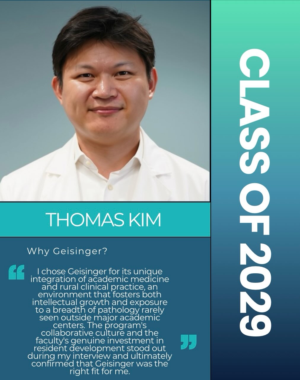 Say 👋 to our class of 2029. Next up, Dr. Thomas Kim!