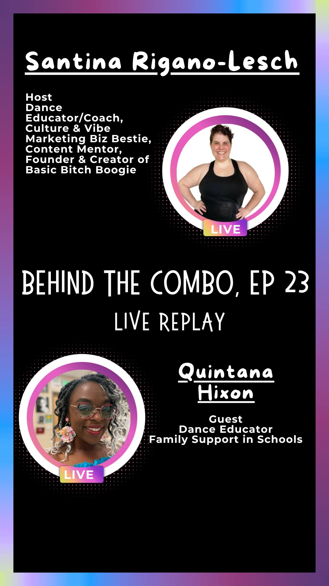 BEHIND THE COMBO | EP 23 — with Quintana Hixon 🎙️✨
This conversation is for every educator who has ever had a kid in their class and thought, there's something more going on here and I don't know how to reach them!
In this episode, I sat down with Quin, Dance Educator and Family Support Specialist in Schools, to talk about what dance education can actually look like for neuro spicy kids, and what it takes to help them feel comfortable, confident, and at home in their bodies.
Because not everything is a behavior. Sometimes a kid just needs a teacher who gets it. And a studio room that was built for them too.
We explored:
✨ What Quintana brings to neuro spicy kids in the studio that not every educator can and how she found her confidence in that
🎉 What it actually looks like to help kids just feel like kids in a dance class and why that gets lost so easily
🧠 Why not everything you see in class is a behavior and what neuro spicy students might actually need in that moment
💛 How to help teachers meet neuro spicy students where they are practically and compassionately
🌟 How celebrating how far a kid has come, instead of comparing them to others, changes everything in the room
This one is for the educators who want every single kid in their class to feel like they belong there!
Because a neuro spicy kid who feels seen in your studio? That's everything 💜
Watch the replay and share a light bulb moment that made you go 'aha, that's it'!