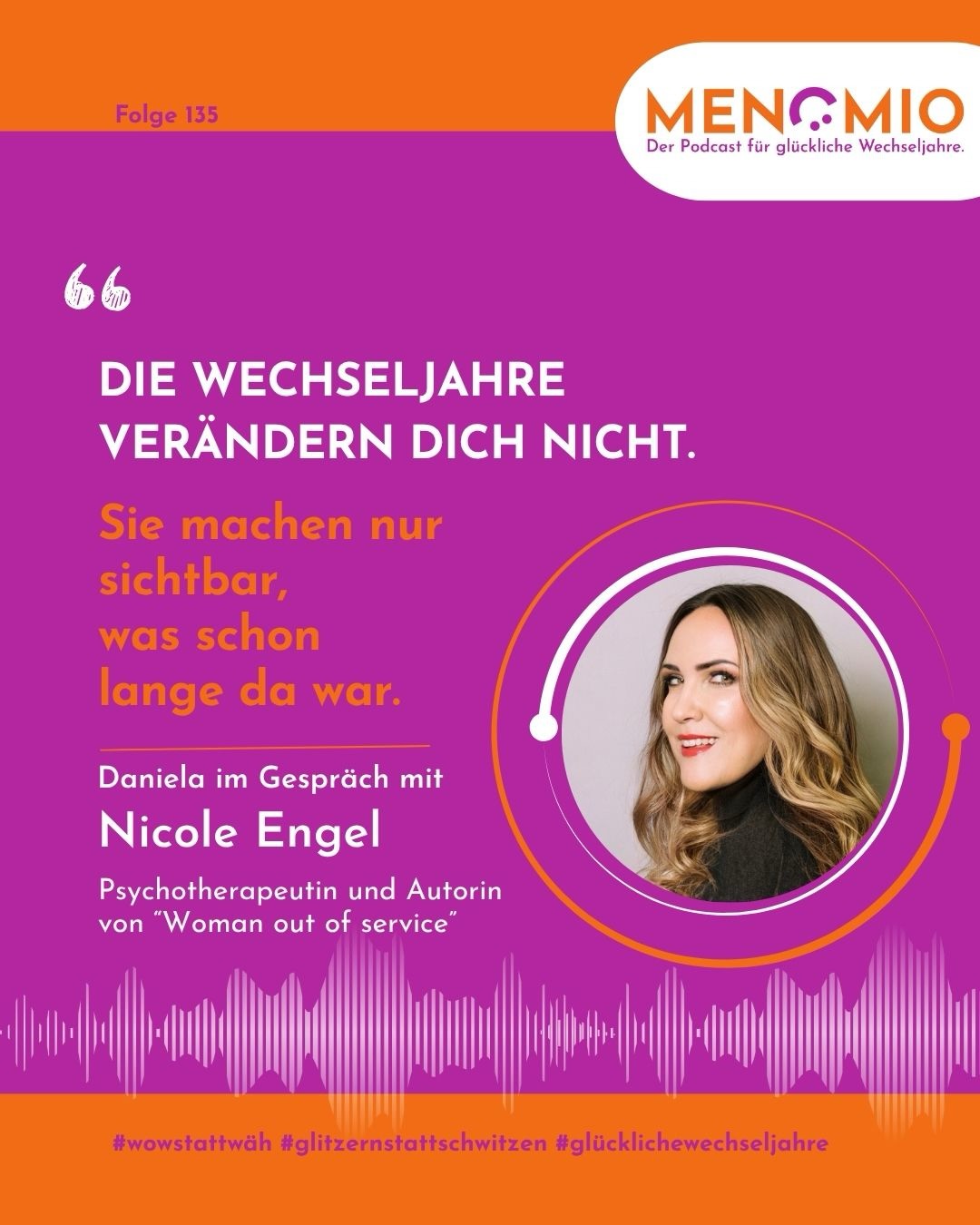 Panikattacken aus dem Nichts. Plötzliche Wut. Erschöpfung, obwohl du dir Pausen gönnst.
Viele Frauen zwischen 40 und 55 denken in dieser Phase: Mit mir stimmt etwas nicht.
Nicole Engel aka @psychologicum_berlin, Psychotherapeutin und Autorin von „Woman out of Service“, sagt etwas anderes.
🩷🧡 Die Wechseljahre verändern dich nicht. Sie machen sichtbar, was schon lange da war.
Was das bedeutet und wie du damit umgehen kannst, hörst du in Folge 135 von MENOMIO - Der Podcast für glückliche Wechseljahre.
🎧 Überall, wo‘s Podcasts gibt.
#wowstattwäh #glitzernstattschwitzen #glücklichewechseljahre #panikattackenloswerden