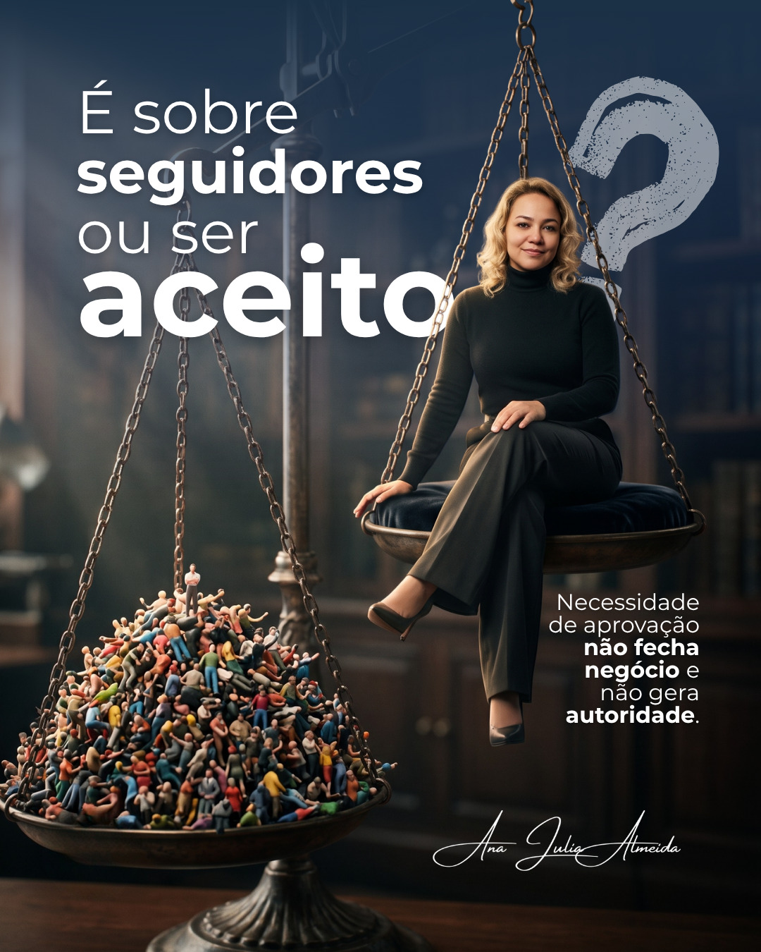 Se você coloca na balança a necessidade de aprovação e a construção de autoridade, dificilmente as duas pesam a mesma coisa.
Quem vive buscando curtidas acaba moldando o discurso para agradar. Quem constrói autoridade aceita desagradar algumas pessoas para ser relevante para as pessoas certas.
É por isso que existem perfis com milhares de seguidores que não vendem e perfis muito menores que vivem com agenda cheia.
O mercado não recompensa quem é mais popular. Ele recompensa quem inspira confiança.
Autoridade nunca foi um concurso de simpatia.
#EngenhariaDoMarketing #DietaDaAutoridade #Posicionamento #MarketingEstratégico #AutoridadeDigital #Negócios