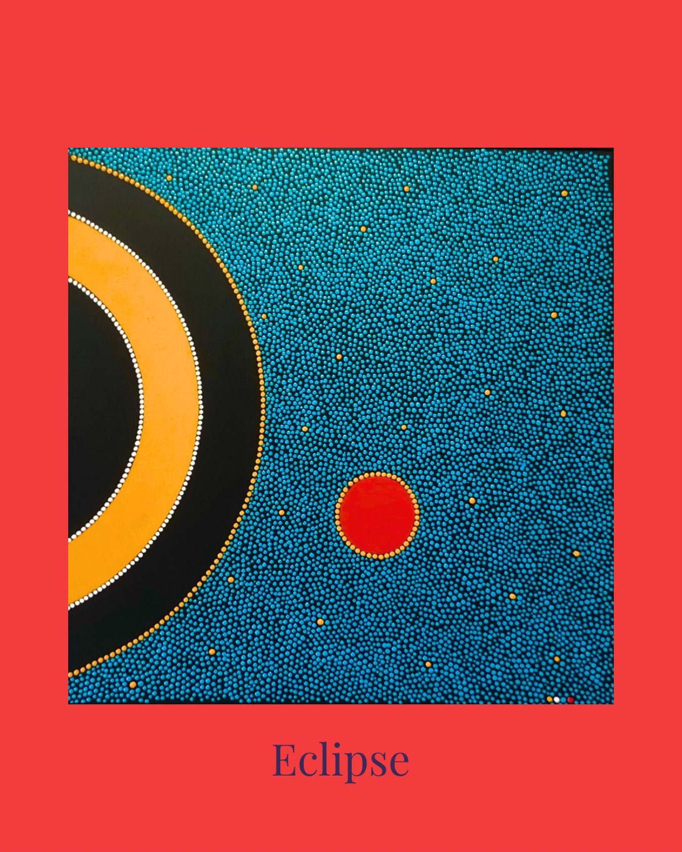 Éclipse : Quand l’ombre rencontre la lumière, le silence devient visible! A découvrir à EZE Village. #pointillismartist #modernart #minimalart #ezevillage #abstractarts