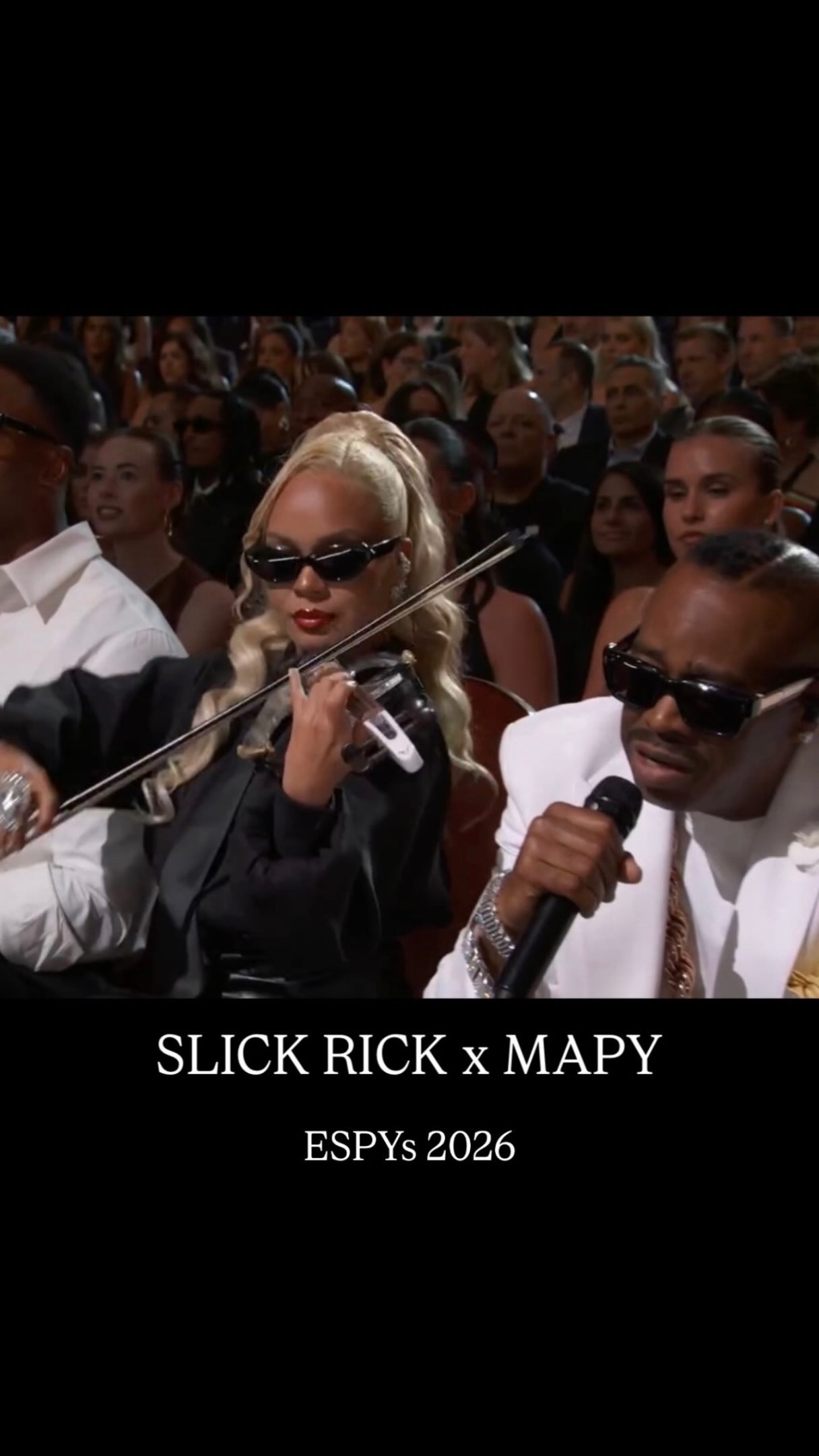 SLICK RICK at the ESPYs. 👑🔥
Mapy on the strings for Hip-Hop royalty. 🎻
Performing alongside the legendary @therulernyc at the @espn ESPYs was such an honor. 🤍
Grateful beyond words to have been part of this.
Thank you, Slick Rick and the entire team for an incredible experience.
#Mapy #ViolinQueen 👑