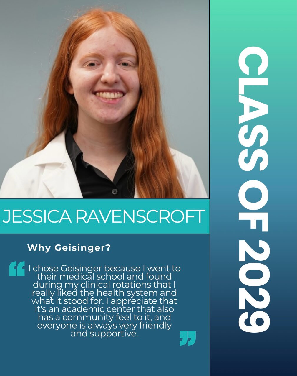 Say 👋 to our class of 2029. Next up, Dr. Jessica Ravenscroft!