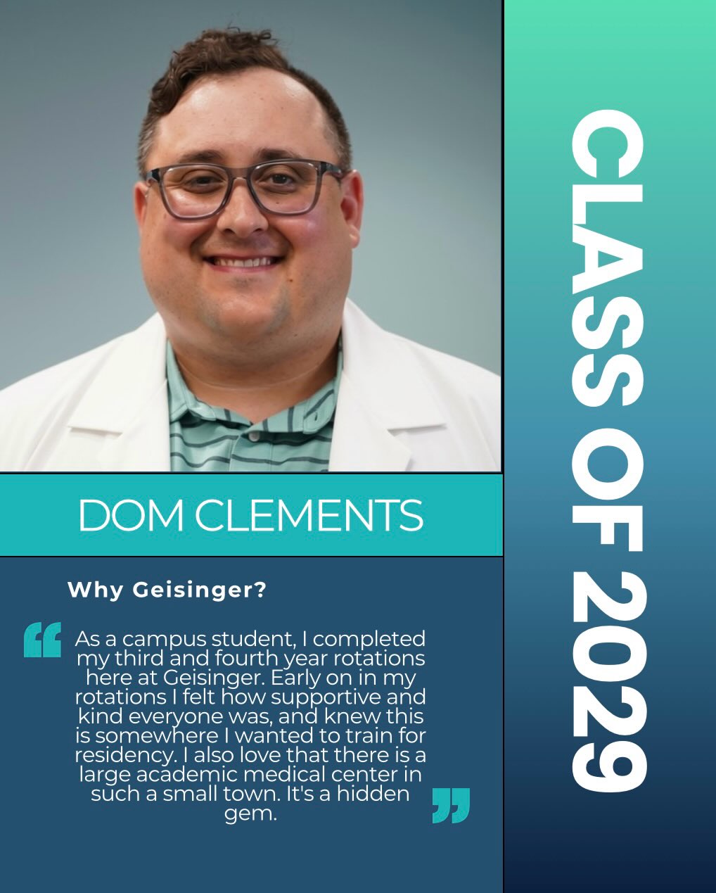 Say 👋 to our class of 2029. Next up, Dr. Dom Clements!