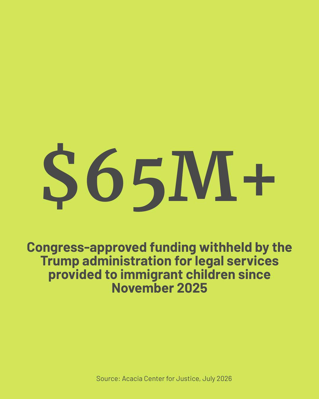 In just 4 days, more than 20,000 immigrant children could be left to face immigration court alone. Doubling this crisis, the Trump administration has refused to pay more than $65 million in Congress-approved funding owed to legal service providers for work already completed on behalf of unaccompanied children since November 2025.
On July 31, the HHS-funded contract that provides legal representation for children who arrived to the U.S. alone are set to expire. If these funds remain unpaid and the contract ends without a provider solution, thousands of vulnerable children could lose access to the legal representation that helps ensure fairness and their safety.
āThe clock is ticking for the safety of immigrant children.
ā”ļøTake action now: tinyurl.com/protect-kids
ā”ļøDonate toward legal representation for kids: tinyurl.com/lawyers4kids
