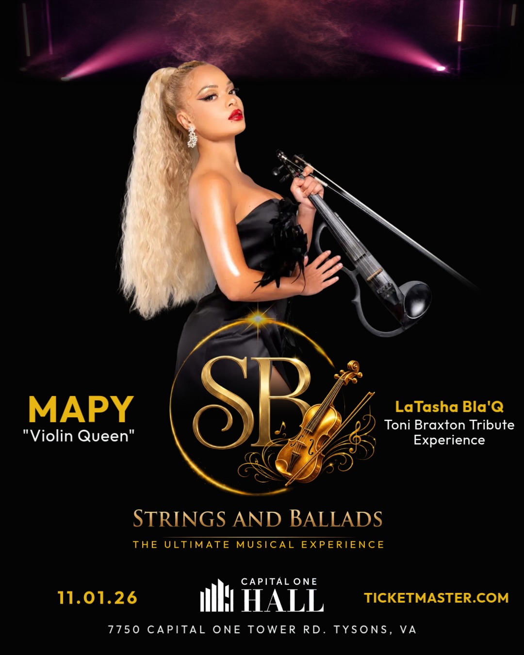 🎻 WASHINGTON D.C. / TYSONS, VA — I’M COMING! ✨
I’m beyond excited to announce that I’ll be headlining Strings & Ballads on November 1 at @capitalonehall 🤩
If you’re in Washington, D.C., Virginia, Maryland, or the surrounding area, I’d love to see you there! ❤️
🎟️ Tickets are on sale now! Get yours on Ticketmaster before they’re gone (Link in bio 👆🏽)
📍 Capital One Hall
7750 Capital One Tower Rd.
Tysons, VA 22102
🗓️ November 1, 2026
Who am I seeing there? 👀🎻
Tag your concert crew! 💜
#Mapy #ViolinQueen 👑
#StringsAndBallads #CapitalOneHall #WashingtonDC