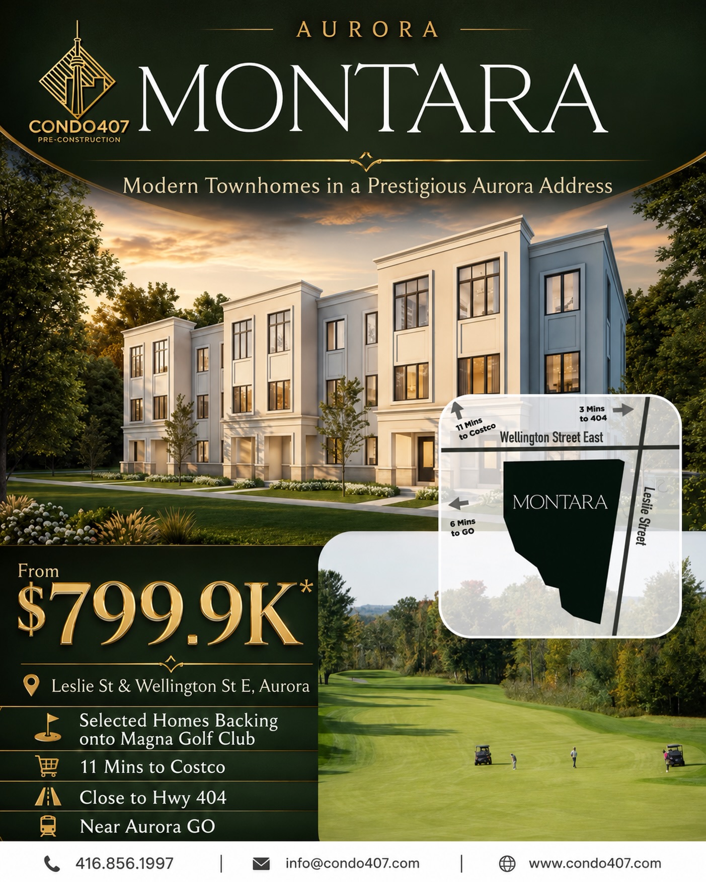 ✨ MONTARA is coming to Aurora by @treasurehillhomes.
🏡 A refined collection of modern townhomes is arriving at Leslie St & Wellington St E, offering contemporary architecture, bright interiors and a peaceful green setting.
🌿 Selected residences will back onto Magna Golf Club, bringing a greater sense of openness and privacy to everyday living.
💰 Starting from $799.9K*
🛒 Approximately 11 minutes to Costco
🚗 Close to Highway 404
🚆 Near Aurora GO
🪟 Expansive windows with plenty of natural light
📍 A stylish new Aurora address with convenient access to shopping, transit and everyday essentials.
📩 Contact Condo407 for the full price list, floor plans and current unit availability.
Condo407 Pre-Construction
☎️ 416.856.1997
📧 info@condo407.com
🌐 www.condo407.com
#Montara #AuroraRealEstate #GTATownhomes #TreasureHillHomes #Condo407