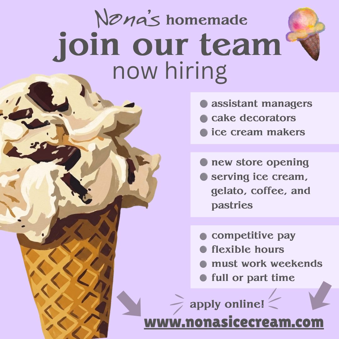 Get ready to sprinkle some fun into your life! We’re on the hunt for energetic and delightful personalities to join our team as we gear up for the grand opening of our new Hingham store!
Apply online at www.nonasicecream.com 🍨✨