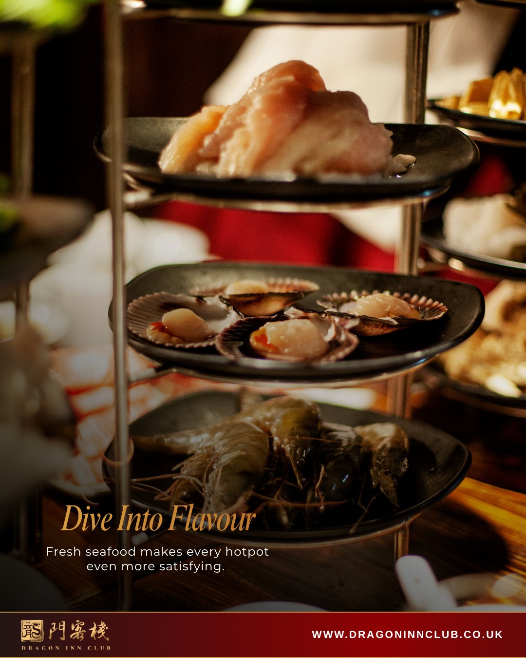Complete your hotpot with our delicious seafood selection. From prawns to fish and more, every ingredient is fresh and ready to simmer. Pair them with your favourite broth for the perfect bite. Dine with us today.
#Dragoninclub #Sichuan #Sichuanhotpot #dimsum #london #pimilco #londonvictoria #buckinghampalace #chelsea #theatres