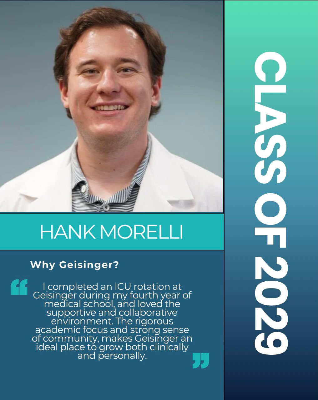 Say 👋 to our class of 2029. Last up, Dr. Hank Morelli!