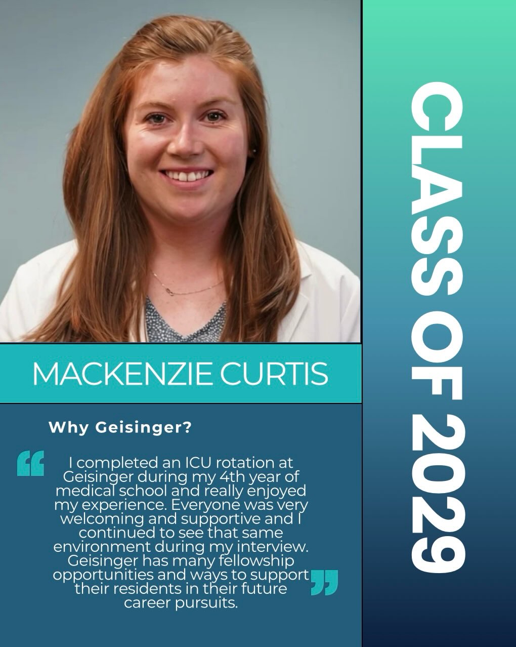 Say 👋 to our class of 2029. Next up, Dr. Mackenzie Curtis!