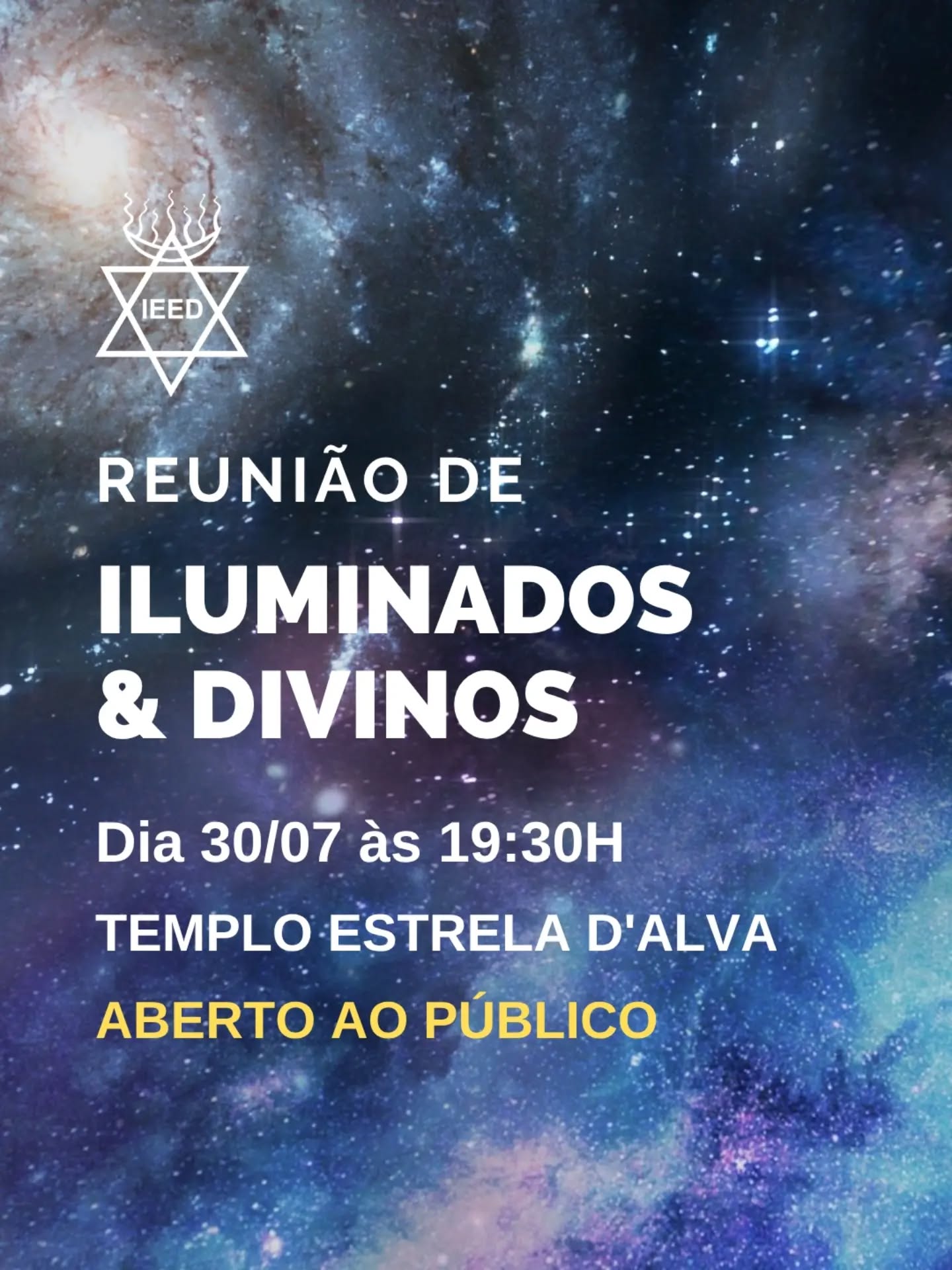 ⭐ Reunião de Iluminados e Divinos
Nesta quinta-feira temos uma oportunidade especial de contato com nossos guias na Reunião de Ilumiados e Divinos. Uma reunião especialmente dedicada ao aconselhamento espiritual, aberta ao público e que acontece em nossa sede.
📍Local: Rua Rego Lopes, 98 Tijuca
🕢 Horário: 19h30