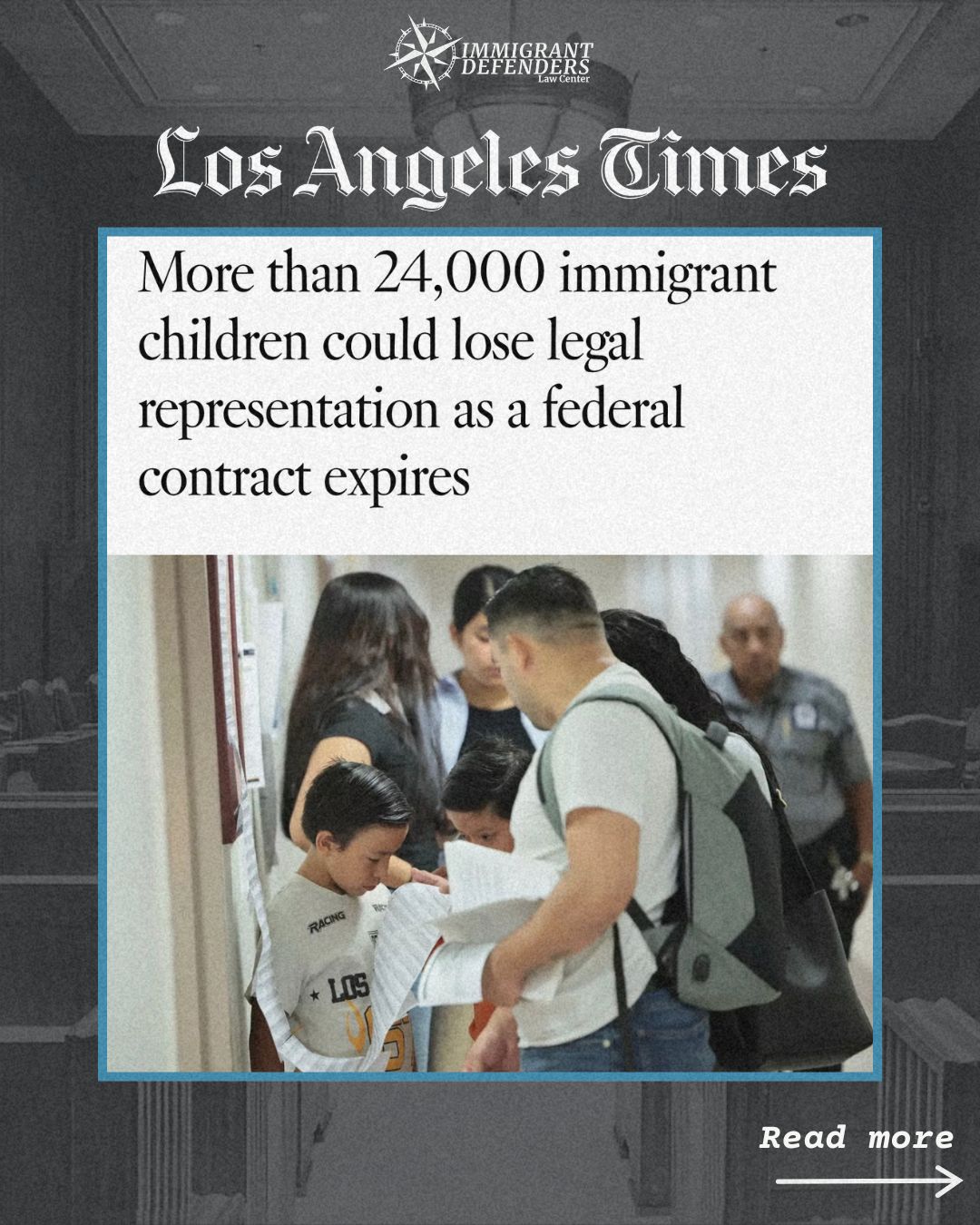šØ The clock is ticking on children's rights in immigration court. Tomorrow, July 31, the current bridge contract that funds legal representation for unaccompanied children is set to expire.
For nearly two decades, federally funded legal services have helped protect vulnerable children navigating the immigration system, consistent with congressional protections established under the Trafficking Victims Protection Reauthorization Act (TVPRA).
Since November 2025, the Trump administration has refused to pay providers under the contract, threatening critical legal services and leaving many children at risk of facing deportation proceedings without an attorney.
š¢ Take action now: urge your representatives to demand that the federal government pay providers and continue this program: tinyurl.com/protect-kids
ā¤ļø Support legal service providers fighting to keep these services alive: tinyurl.com/lawyers4kids
#SaveUCP #ProtectKids #NoImmigrantStandsAlone