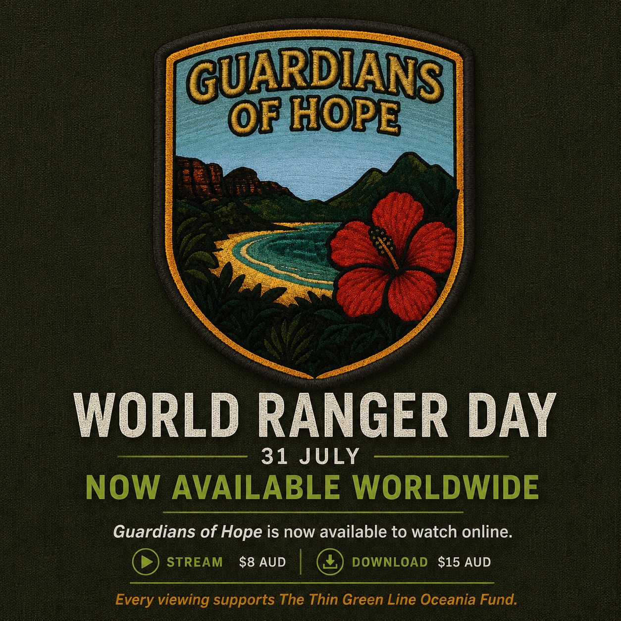 🌏 Today, on World Ranger Day, I’m proud to share that Guardians of Hope is now available to watch worldwide.
Guardians of Hope is the culmination of a journey that took me more than 1,600 km on foot, across eight countries, and through 158 interviews with the remarkable rangers protecting nature, culture and community throughout Oceania.
This film was created to celebrate their stories, honour their work, and help strengthen the ranger community for the future.
🎬 Stream: AU$8
📥 Download: AU$15
100% of proceeds support The Thin Green Line Oceania Fund, helping create opportunities for rangers across our region through leadership, professional development, collaboration and future initiatives.
Whether you’ve followed this journey from the beginning or are discovering it for the first time, thank you for helping share these stories and support the people behind them.
🎥 Watch now: See link in bio or thingreenline.org.au/watch-guardians-of-hope/
Today, as we celebrate World Ranger Day, let’s honour those we’ve lost, recognise those who continue to serve, and help ensure these stories continue to inspire hope for the future.
#worldrangerday2026 #GuardiansOfHope #ThinGreenLine #Rangers #Oceania Conservation