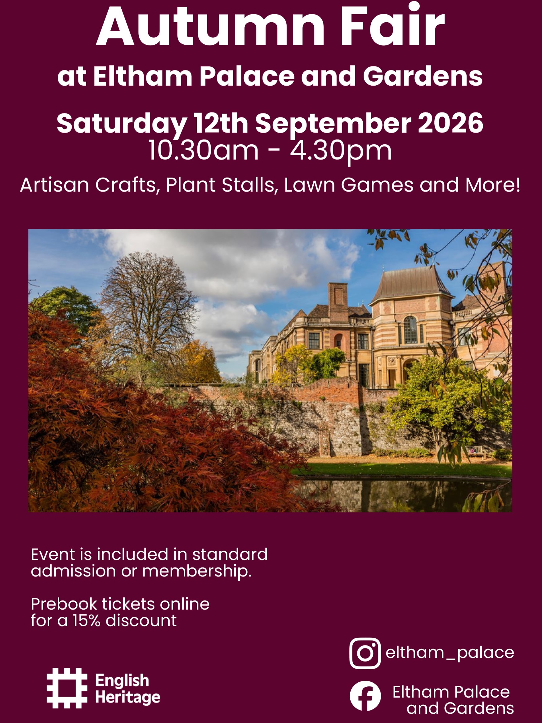 On Saturday 12th September, @eltham_palace will be hosting their annual Autumn Fair.
Come and find Urbee in the beautiful palace gardens, where you can browse our ethical gifts for adults and kids, smell our beautiful home fragrances, shop our pollinator-friendly plants and have a good chat about the bees & bugs. - We can’t wait to meet you! 🐝
Tickets can be purchased through the online link:
https://www.english-heritage.org.uk/visit/whats-on/eltham-palace-autumn-fair-12-sep/
English Heritage members entry is free, (tickets will still need to be booked online).
Time: Saturday 12th September - 10.30am-4.30pm.
Eltham Palace has a unique blend of history and elegance with the old, medieval Great Hall dating back to the 1470’s – part of the medieval royal palace of Eltham, where Henry VIII spent his childhood, sitting right next to a 1930’s art deco mansion - a masterpiece of modern interiors and fascinating to look around.