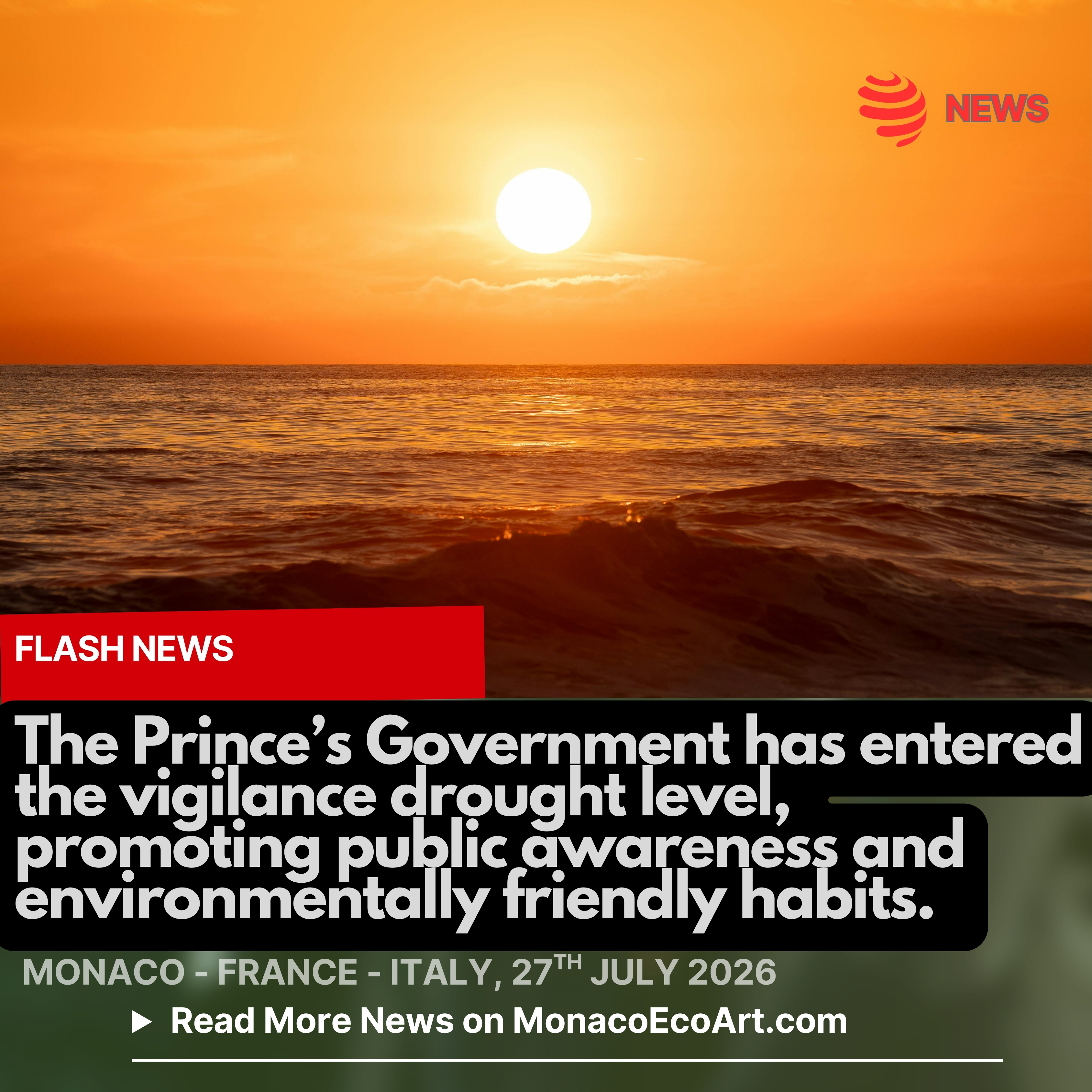 @mo.eco_art MonacoEcoArt.com #flash #news #monaco #water #shortage #heatwave #summer 🇲🇨☀️💧27th July 2026 - the Prince’s Government has entered the #vigilance drought level due to a severe #rain #shortage, starting with public #awareness and environmentally friendly #habits rather than strict rules, relying entirely on public and #professional #cooperation: rainfall, in fact, has dropped by over 50% compared to normal seasonal levels this year 🪣🛁 In particular: #individuals are invited to adopt a few simple #daily actions, such as using full-load washing machines, limiting #garden watering, favouring water-efficient equipment or even avoiding unnecessary #consumption in order to sustainably preserve this precious natural #resource (fresh #water) 👨🦰👩🦰🙌 Meanwhile, professionals were invited to implement specific #recommendations, according to their #business, notably to postpone, whenever possible, the filling and draining operations of swimming pools, to favuor water-saving equipment, to offset certain discharges and to recycle cleaning water when conditions allow it 🏰🌐 The Monegasque Government's campaign starts from the #assumption that water resources preservation is a collective #responsibility, which relies on the commitment of individuals, professionals and public actors, proportionally to their proportionately to their #professional sector of belonging and their #social engagement 🌡️🇲🇫 Drought in the Alpes-Maritimes was extended to 83 municipalities (data updated 1st August 2026) while in Nice area citizens were asked to reduce watering, to reduce water waste with an increased monitoring of drinking water volumes 🇮🇹‼️The province of Imperia (Italian Flowers Riviera) is being facing a growing drought emergency throughout July 2026 due to abnormal #heat and prolonged #lack of rain, with serious concerns for the Argentina River and the Tenarda Dam: thus Coldiretti Liguria and Cia have called for the ‘state of disaster’ to be recognised by the Regional Authority 📸 © @gvt_monaco - Layout and Contents by: © MonacoEcoArt.com