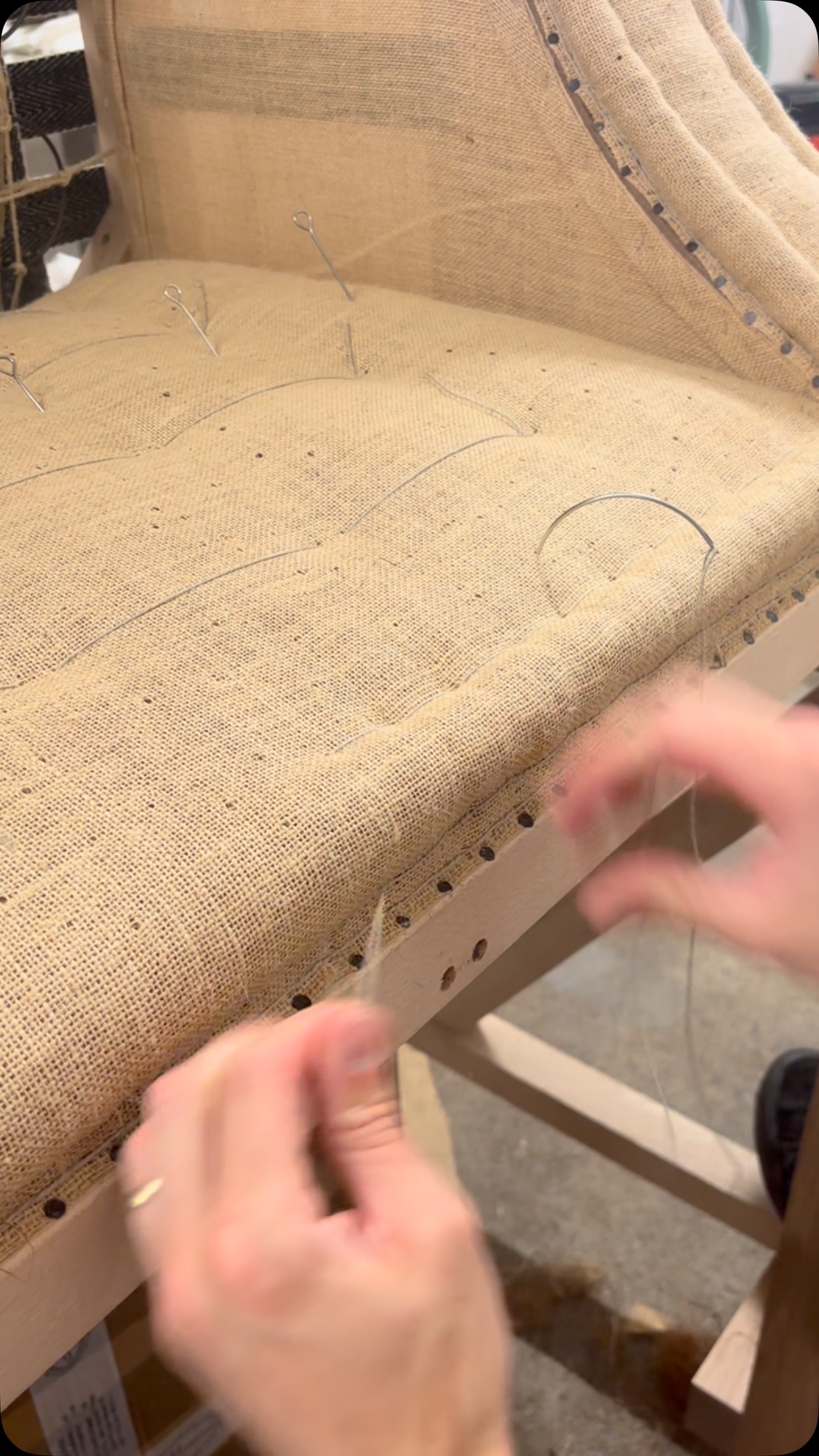 Hand stitching the rolled edge 🧵
#sustainability #durable #madetolast