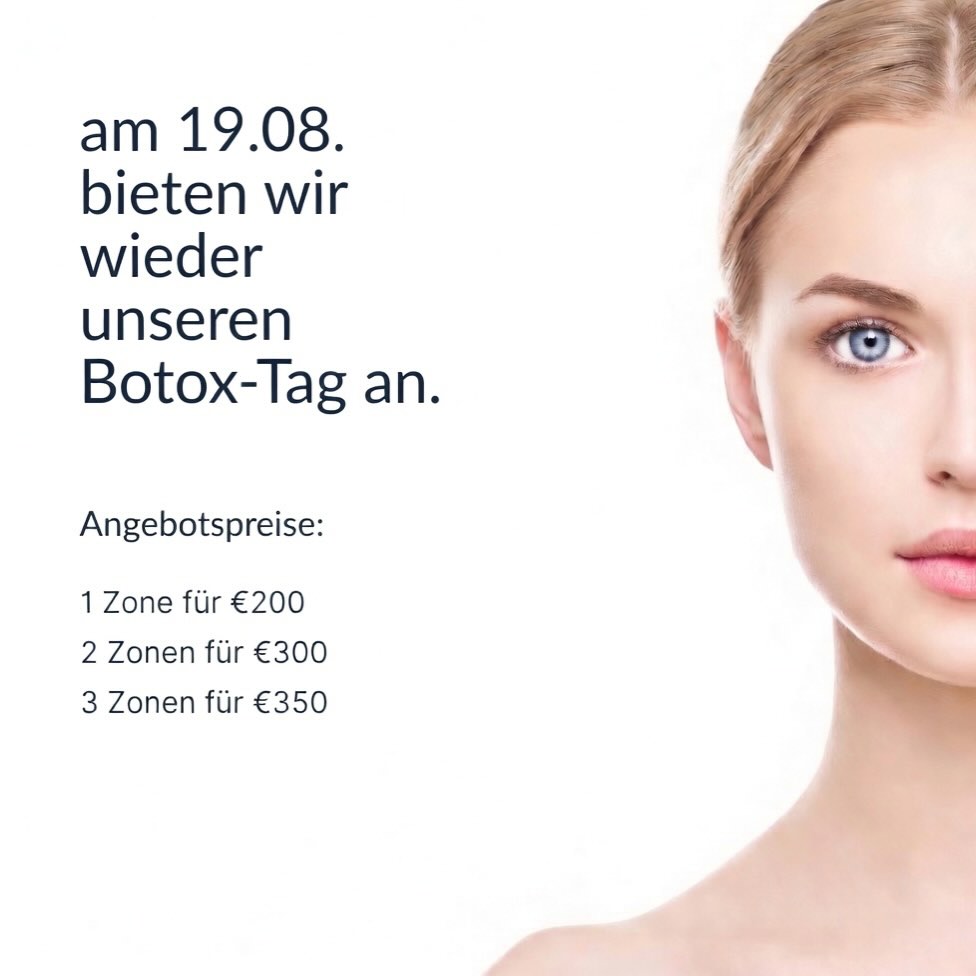Am 19.08. bieten wir wieder unseren 💉Botox-Tag💉 an! Sichert euch schnell einen Termin zu supergünstigen Preisen!
• 1 Zone für nur €200
• 2 Zonen für nur €300
• 3 Zonen für nur €350
Tel. und WhatsApp: 0173-6612121
E-Mail: info@hhmedica.com
#botoxday #hyaluron #hyaluronsäure #lippenvolumen #faltenunterspritzung