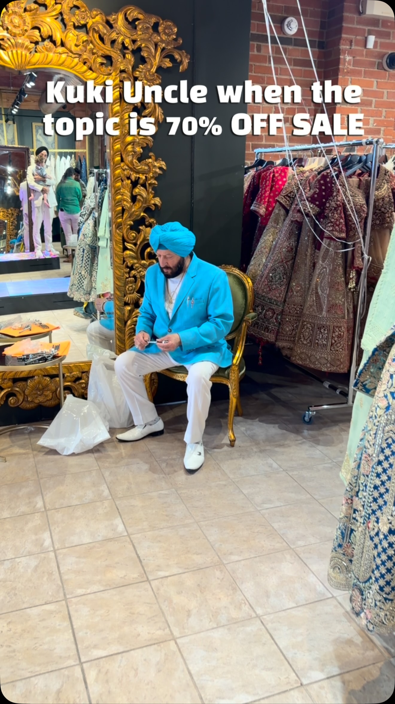 POV: Chandan after announcing another round of discounts… 💀😂
Kuki uncle is furious.
Your wallet? Very happy. 🛍️
🎟️ Appointments are filling fast. Book through the link in bio.
.
.
.
.
.
#POV #DesiComedy #BridalSale #BridalFashion #SouthAsianBride TorontoBrides