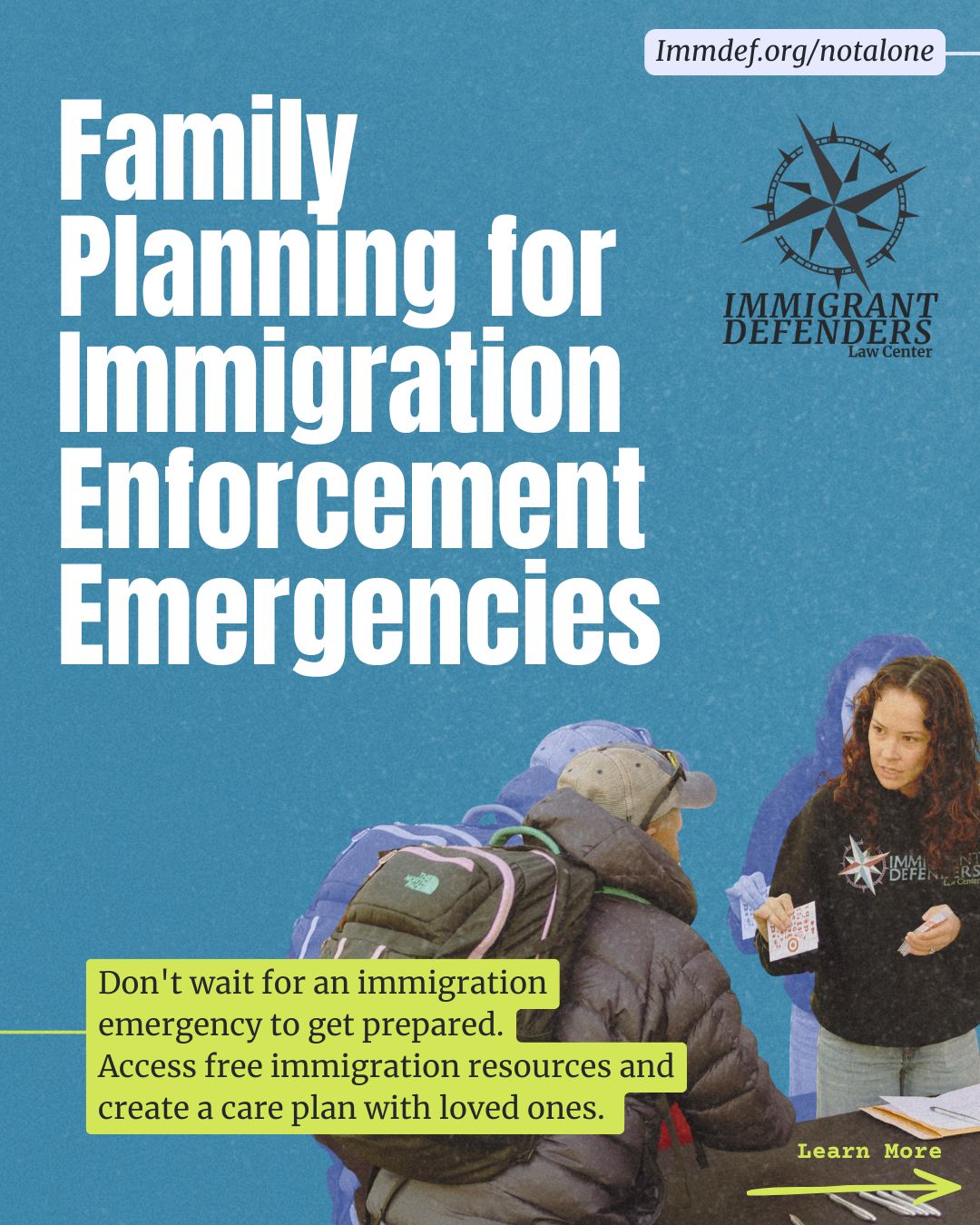 Donāt wait for an immigration emergency; be proactive and have a family plan.
If an immigration emergency happened today, would your loved ones know what to do? Do you have the right documents gathered in one safe place, and a trusted person designated as your emergency contact who can step in to gather your documents, reach out to an attorney and can step in to care for children if needed.
Visitā”ļø ImmDef.org/notalone to ensure you and your loved ones know what to do in an immigration emergency.
Preparation isnāt fear; itās safety.
#ImmigrantRights #KnowYourRights #ImmigrationResources #ImmigrationPlan