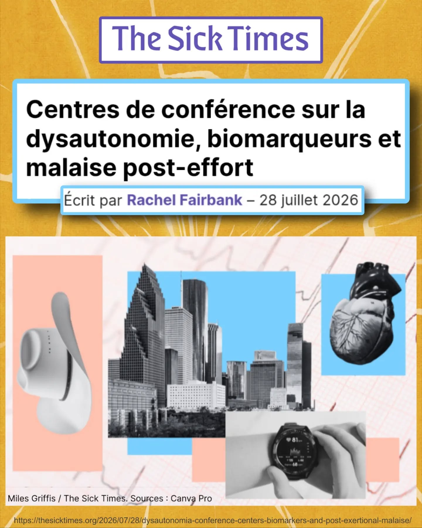 🧵#Dysautonomie2026
Ce qu'il faut retenir de la 14e conférence annuelle de Dysautonomia International
Plus de 400 participants sur place et 1000 en ligne ont échangé autour des avancées scientifiques sur la #Dysautonomie, le #CovidLong, le #EM et le syndrome de tachycardie orthostatique posturale #POTS
Voici les principaux enseignements. ⤵️
🧬La vision de la dysautonomie continue d'évoluer.
De nombreuses présentations renforcent l'hypothèse d'une maladie impliquant des mécanismes inflammatoires et auto-immuns.
➡️ Auto-anticorps.
➡️ Inflammation chronique.
➡️ Dysfonction des mastocytes.
➡️ Maladies auto-immunes comme le syndrome de Sjögren.
Ces pistes ouvrent de nouvelles perspectives diagnostiques et thérapeutiques.
🩸Lancement de POTS BRAIN, une nouvelle biobanque destinée à accélérer la recherche.
🎯Objectif :
🔹 constituer une grande cohorte de patients,
🔹 faciliter les études multicentriques,
🔹 rechercher de nouveaux biomarqueurs, notamment liés au stockage du fer et à l'inflammation.
Une étape importante pour faire progresser les connaissances Dysautonomie
🔬Le Pr Blair Grubb a rappelé que plusieurs études retrouvent chez des patients POTS :
• des auto-anticorps dirigés contre certains récepteurs du système nerveux autonome,
• des anomalies plaquettaires liées à l'inflammation chronique.
Selon lui, ces biomarqueurs pourraient, à terme, contribuer aux futurs critères diagnostiques et ouvrir la voie à des essais thérapeutiques ciblés. Dysautonomie
🫀Ivabradine ou propranolol ?
Un essai randomisé présenté par le Pr Satish Raj montre que les deux traitements sont plus efficaces qu'un placebo pour contrôler la fréquence cardiaque.
En revanche, aucune supériorité nette de l'un sur l'autre n'a été démontrée : le choix dépend donc largement du profil et de la tolérance de chaque patient. CovidLong Dysautonomie
⚠️Une place beaucoup plus importante a été accordée cette année au EM et au MPE (Malaise Post-Effort).
Plusieurs sessions ont insisté sur un point essentiel :
👉le MPE doit être reconnu, identifié et pris en compte dans toute pris