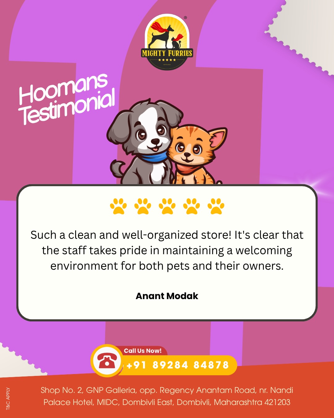 Nothing speaks louder than the words of happy pet parents. 🐶🐱💙
Every review, every recommendation, and every kind message reminds us why we love what we do.
At Mighty Furries, we’re committed to providing exceptional grooming, premium pet products, and genuine care that both pets and their families can trust. Knowing that our customers leave with happy hearts—and even happier pets—is our biggest achievement.
To every pet parent who has taken the time to leave us a Google Review...
Thank you for your trust, your support, and your love. ❤️
Your feedback motivates us to continue raising the standard of pet care every single day.
If you’ve visited Mighty Furries recently, we’d love to hear about your experience too!
📍 Mighty Furries – Premium Pet Store & Grooming Center
📞 089284 84878
#MightyFurries #CustomerReviews #GoogleReviews #PetParents #HappyPets
