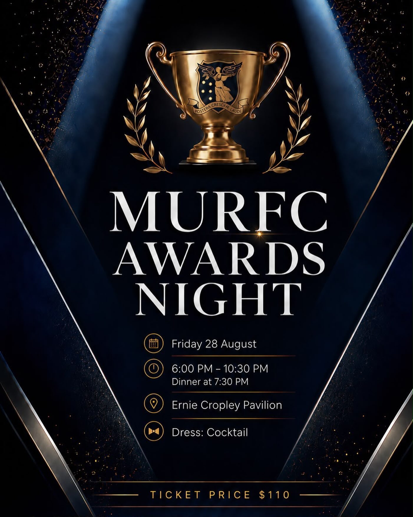 ๐ MURFC Awards Night 2026๐
Join us as we celebrate an incredible season and recognise the players, volunteers, and members who have made it all possible.
โจ Tickets are now on sale!
๐๏ธ Tickets are limited, so donโt miss your chance to be part of a fantastic evening celebrating the MURFC family.
๐
Friday 28 August
๐ 6:00 PM โ 10:30 PM
๐ Ernie Cropley Pavilion
๐ Cocktail Attire
๐ฐ $110 per person
๐ Secure your ticket now using the link below before they sell out!
https://murugby.square.site/product/2026-awards-night/2KDSYOSRURAYHLZDIDFTTSGY?cp=true&sa=true&sbp=false&q=true
We canโt wait to celebrate with you! ๐๐ค๐