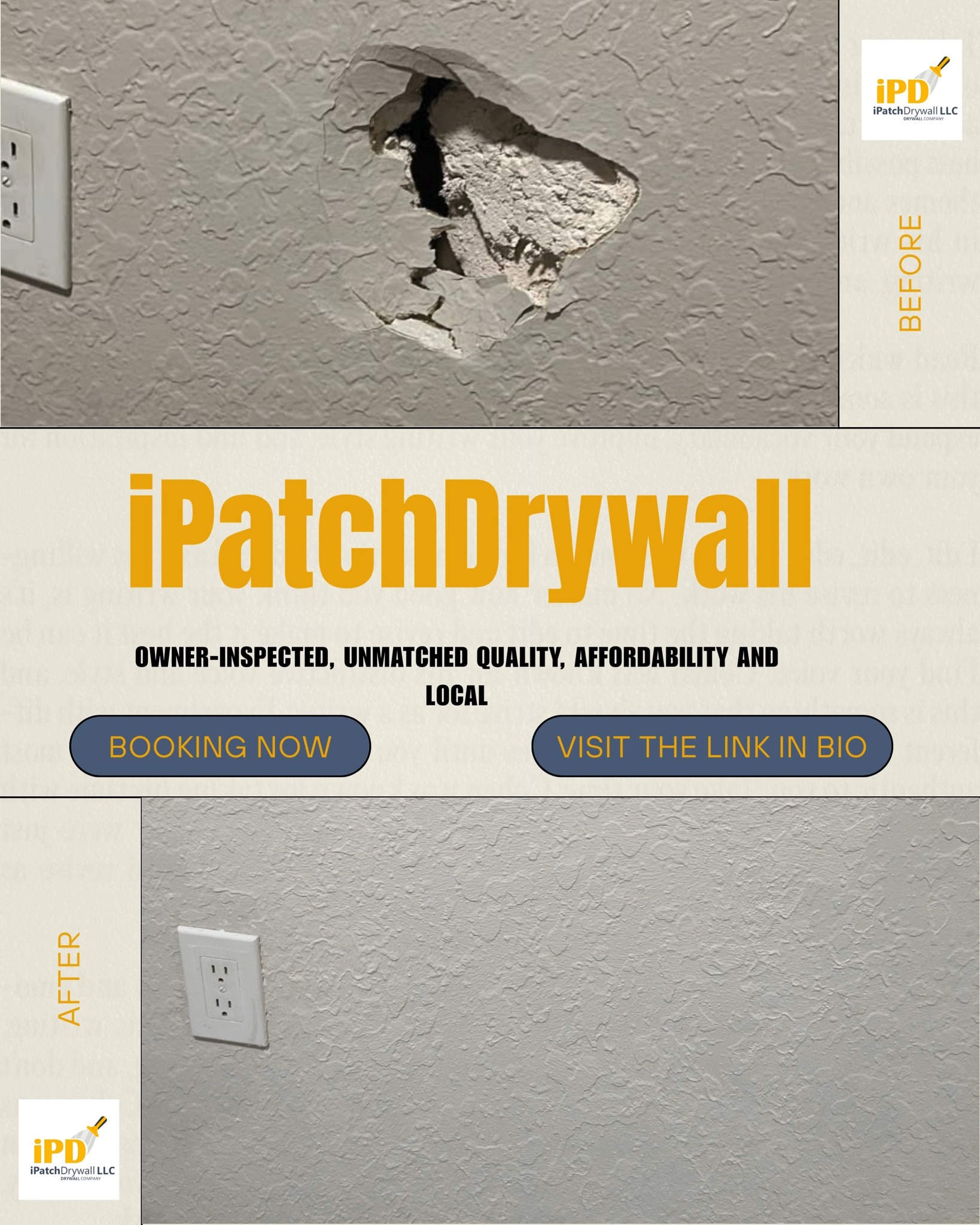 🏆 Top-Notch Repairs, Every Time!
Join us by following iPatchDrywall, and enjoy an instant 15% discount on your next repair—exciting transformations await! 🔨 #OrlandoFlorida #OrlandoFL #OrlandoBusiness #OrlandoSmallBusiness #CentralFlorida #DowntownOrlando #WinterParkFL #WinterGarden #Windermere #LakeMary