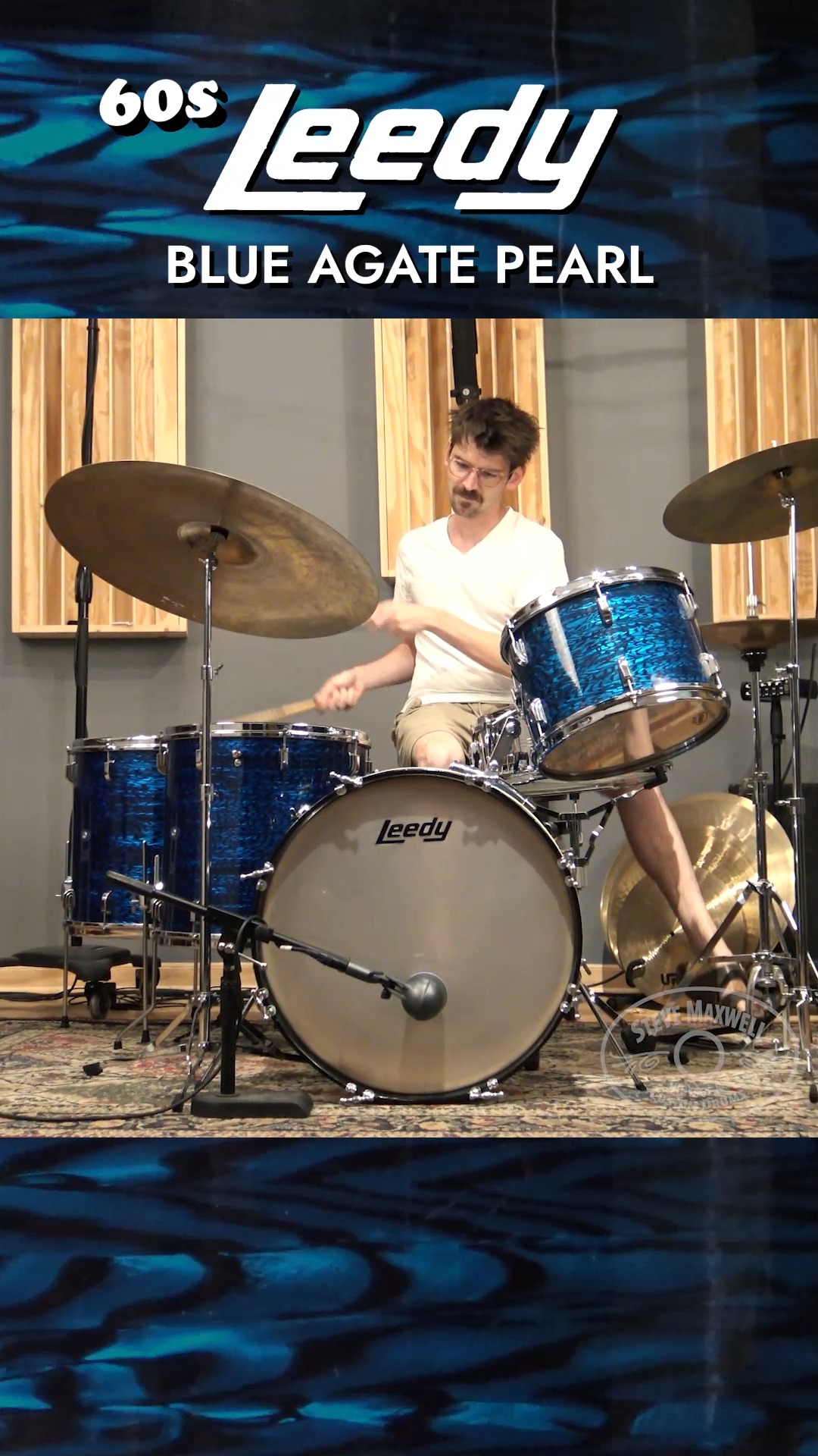 An awesome 60s "Slingerleedy" here! 20/13/16/18 in a cool Blue Agate Pearl wrap (some original, some rewrapped), check it out on our Reverb store!