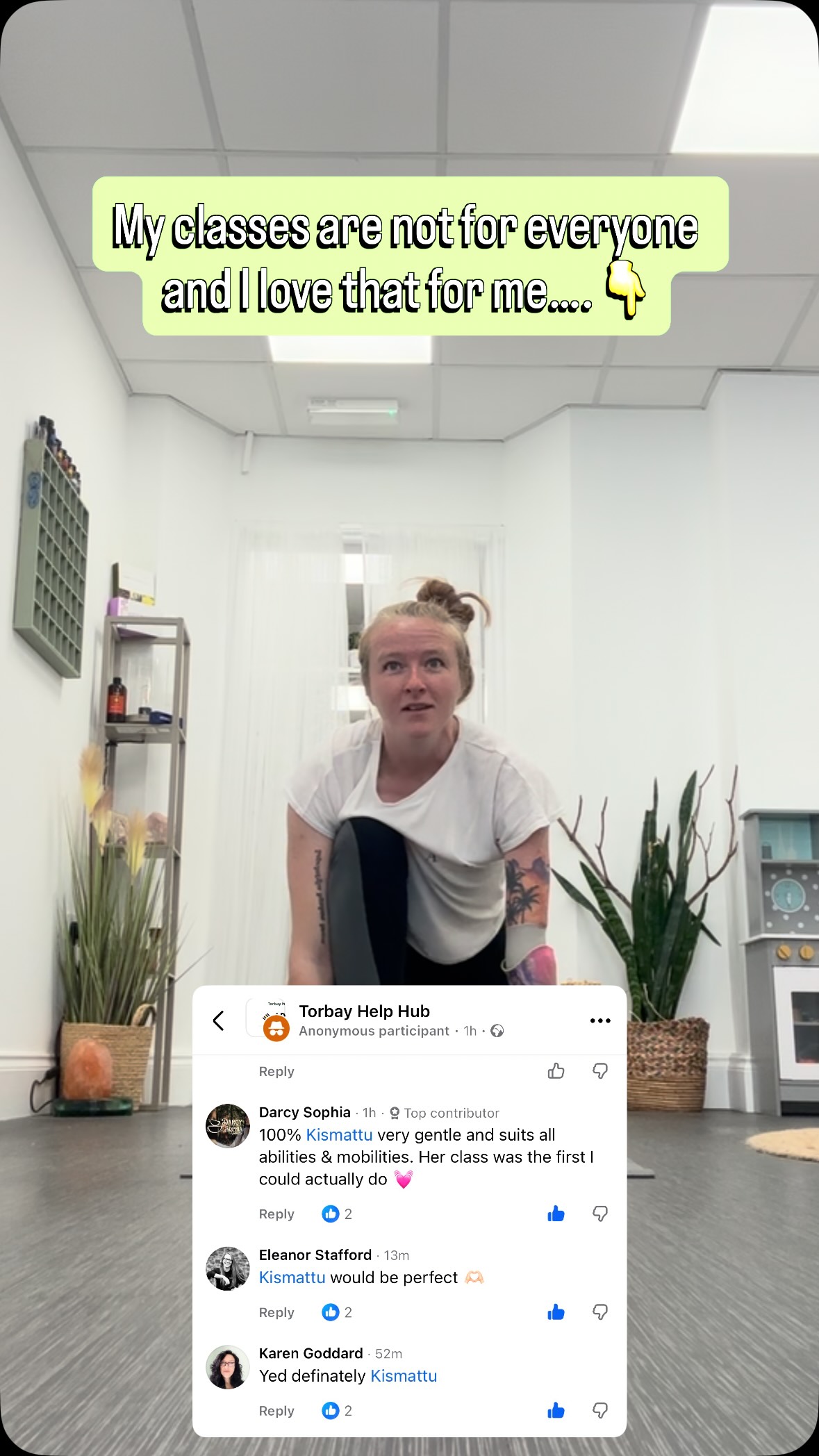 I don’t have 20 people in my class, actually sometimes I only have 1 or 2 and I absolutely love that for me here’s why.
The first ever yoga class I went to as a disabled woman was filled with 20 “regular people” I felt lost and like “yoga wasn’t for me” …. It took me years to build my confidence and I never thought I could do yoga let alone become a teacher.
Now here I am almost 10 years on from that very first class, not only a 500 hour certified teach but currently studying yoga therapy. So no I don’t have a class of 10 or 20 fit bodies, I have very small classes accessible for those who didn’t think yoga was for them, I have people who come to me when they are in need of help and someone who can relate, not someone who can do a perfect handstand.
I also do online and in person 1-1s, personalised care, wellness and business events and festivals.
For bookings or more info drop me a message.
#accessibility #disability #healthcare #yoga #yogaforall