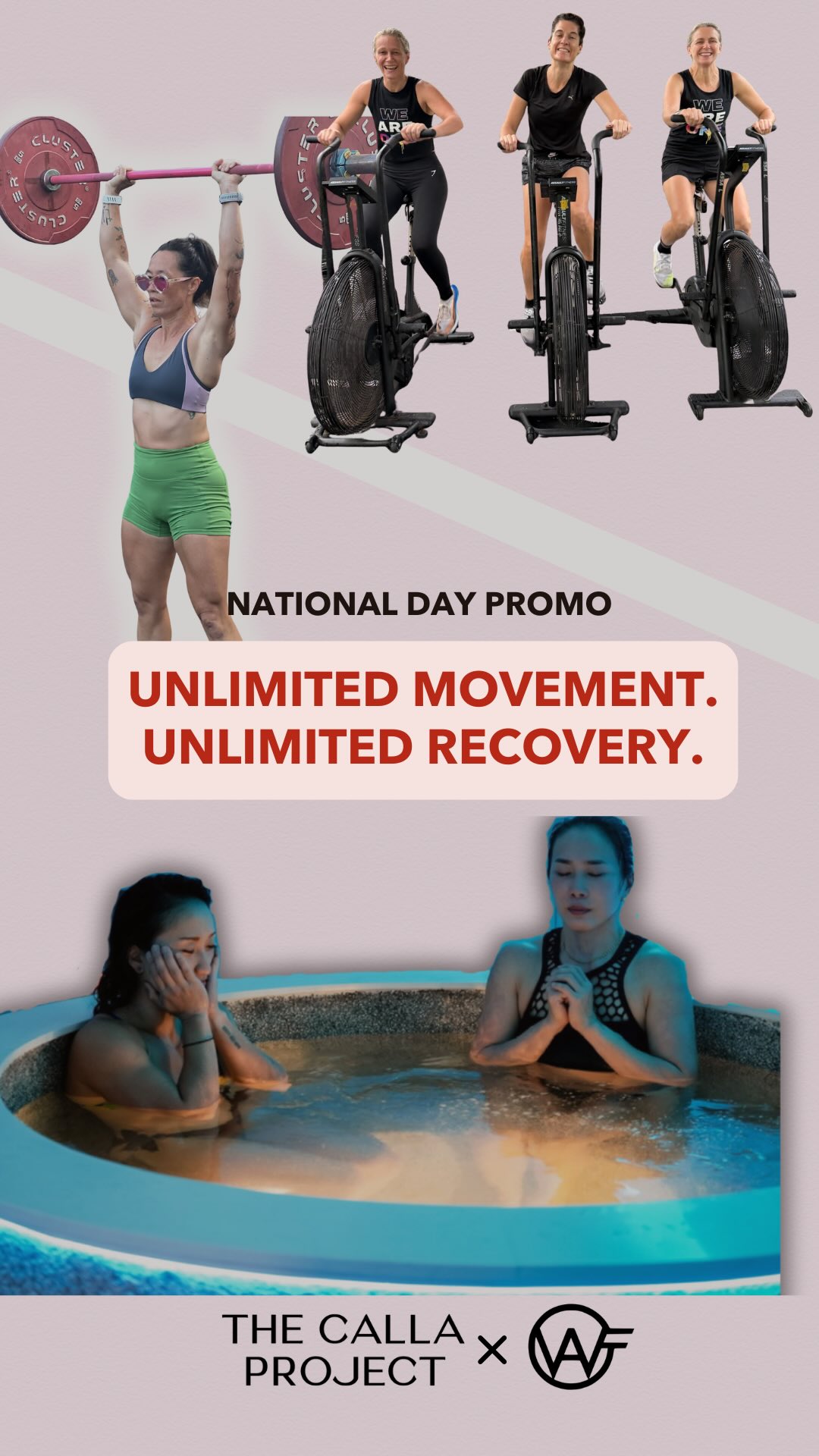 This National Day, WAO and The Calla Project have come together to create a space where women can continue supporting one another, not just through movement, but through recovery too.
Whether youโre chasing a new PB, moving for your health, or simply looking after yourself, recovery is part of the journey.
National Day Launch Offer
โข +$200 to add unlimited recovery to a 6-month WAO Unlimited Membership
โข +$400 to add unlimited recovery to a 12-month WAO Unlimited Membership
Your bundle includes:
- Unlimited access WAO classes
โข Unlimited access to our women-only recovery facilities
โข Finnish sauna, cold plunge, mineral hot bath & microbubble bath
โข 15% off all food & beverages at Nourish Cafe
Community doesnโt end when the workout is over.
Available to new and existing WAO Unlimited members throughout August.
Message @wao.fitness or @thecallaproject.sg to find out more.#weareone #coldplunge ##crossfit ay
