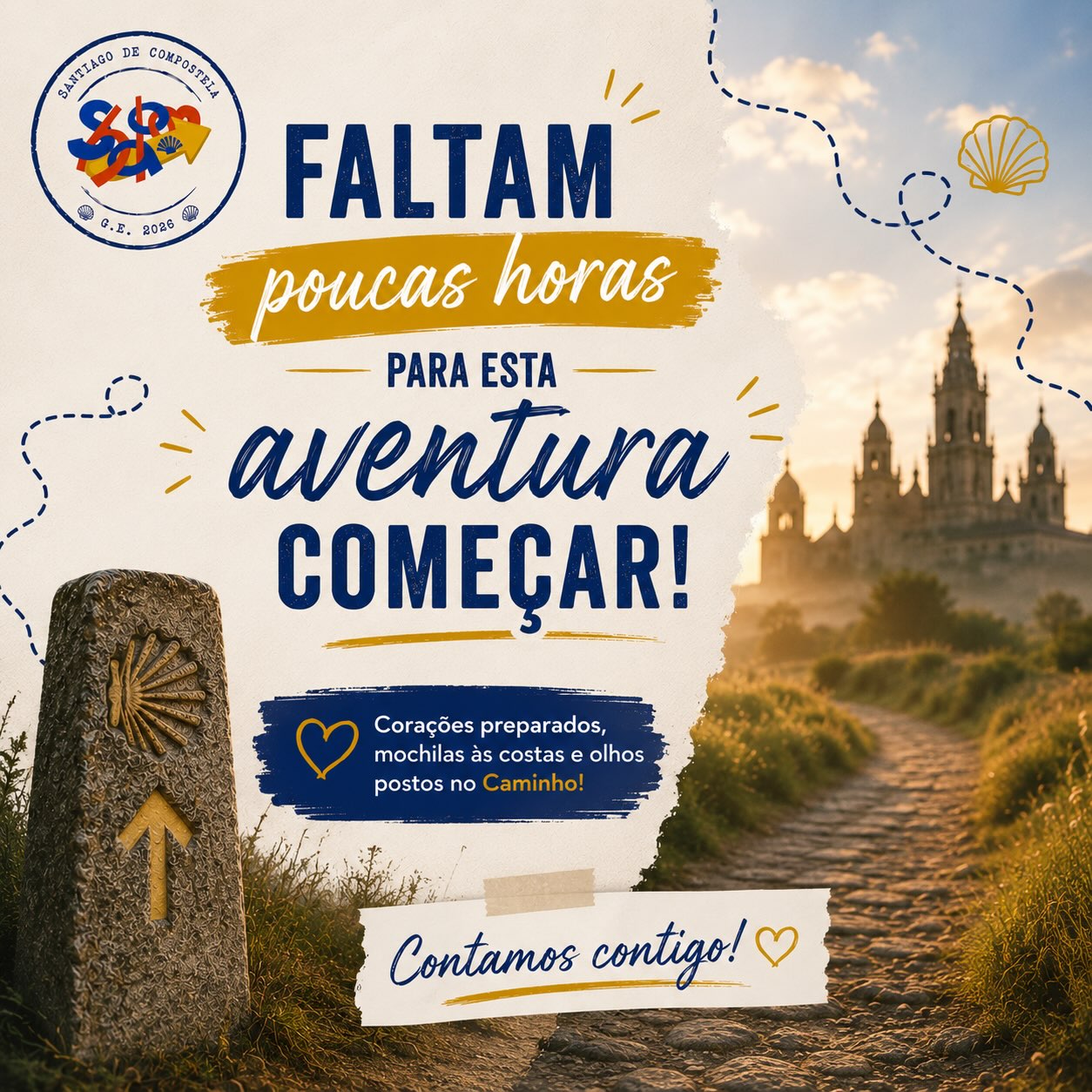 O GE’26 começa HOJE!
Corações preparados, mochilas às costas e olhos postos no Caminho 🔜👣❤️💙