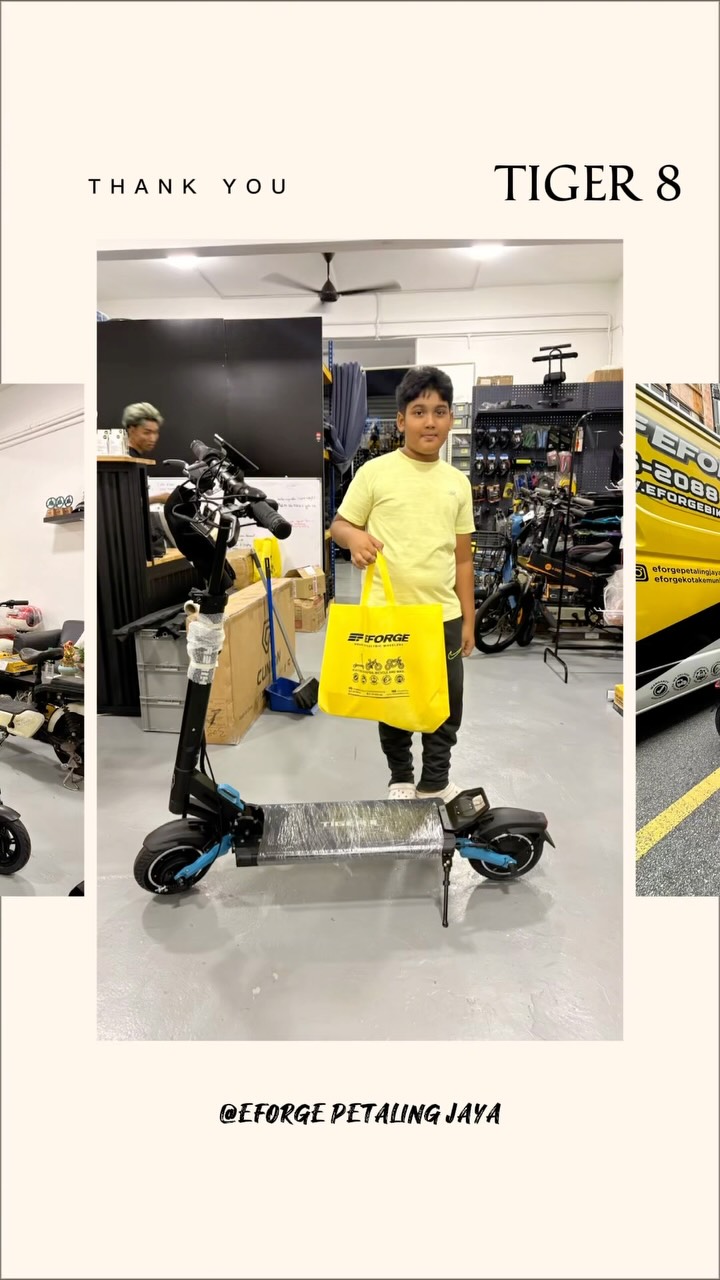 A huge THANK YOU to all our amazing customers! β‘
Thank you for choosing Eforge as your trusted e-bike store. Every purchase means so much to us, and weβre grateful to be part of your journey.
We hope your new e-bike brings you more freedom, convenience, and countless enjoyable rides.
Your support motivates us to keep providing the best products and service. Thank you for trusting Eforgeβwe look forward to serving you again!
β¨ Why Choose Us?
π Free Delivery within Klang Valley
π οΈ 6-12 Months Warranty
ποΈ Installment Plans up to 24 months
π³ Debit or Credit card installment options
π Opening Hours:
Mon-Sat: 10:30AM - 7:30PM
Sun: 10:30AM - 6PM
π EFORGE Petaling Jaya:
17-1, Jalan SS26/4, Plaza Mayang, Taman Mayang, 47301 Petaling Jaya, Selangor
https://maps.app.goo.gl/8ZWVKzhxjUqY4Dx56?g_st=ac
π WhatsApp https://wa.me/60162088738
π EFORGE Kota Kemuning:
C-G-03, Plaza Se Ruang, 8/3, Persiaran Eco Sanctuary, 42500 Telok Panglima Garang, Selangor
https://maps.app.goo.gl/ii9zieJkLZUNyBTs6?g_st=awb
π WhatsApp https://wa.me/60162088430
π¨ Weβre looking for DEALERS! Interested? Contact us via WhatsApp!
#eforge #eforgebikes #escooterlife #electricbike #urbanmobility