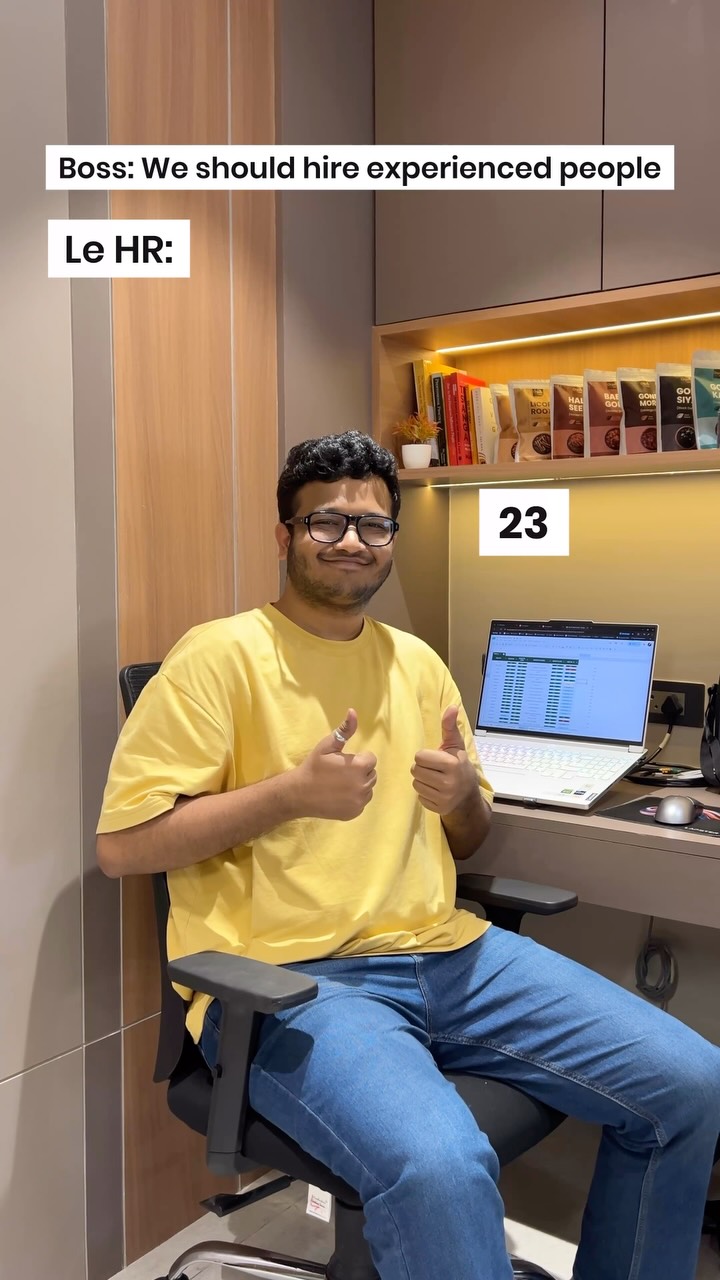 When the founder asks for experience but the team is Gen Z. 😂
#organicspreeindia #officehumor #officereels #worklife #relatablereels
(HR humor, hiring struggles, salary expectations, office humor, corporate life, recruitment humor, HR life, workplace comedy, relatable office content, hiring process, employee hiring, corporate reels)