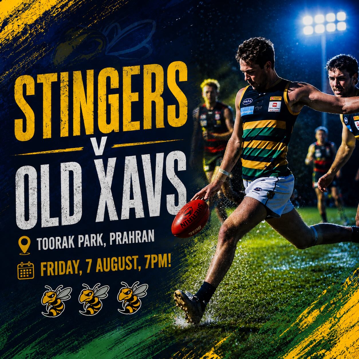 Get down to Toorak Park TONIGHT for the Stingers ๐๐ huge clash under lights against Old Xavs!
Should be a belter! Ball bounces at 7pm!
#goSKOB๐๐๐๐